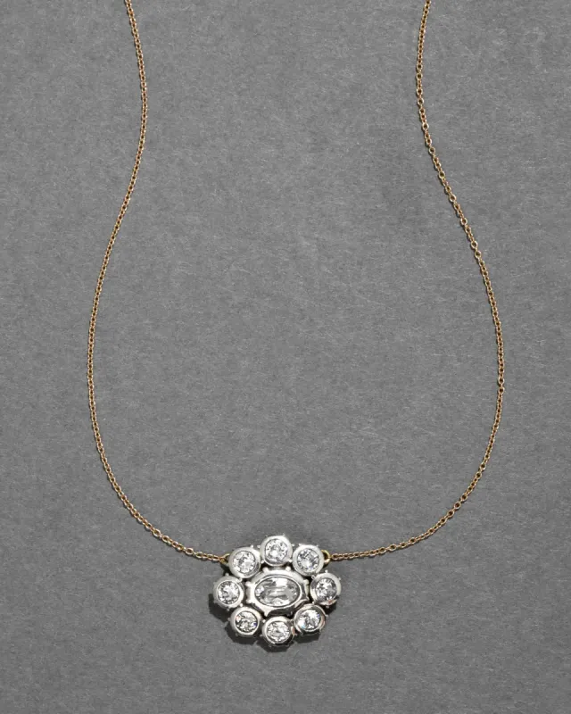 Sterling Silver & 14k Gold Cut Luminous Crystal Cluster Flower Necklace sold by Alexis Bittar
