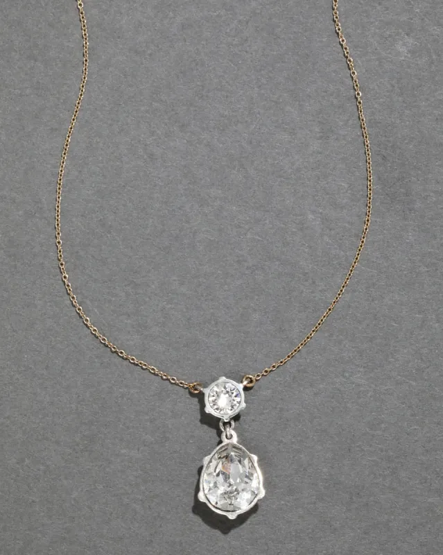 Sterling Silver & 14k Gold Pear Cut Luminous Crystal Drop Necklace sold by Alexis Bittar