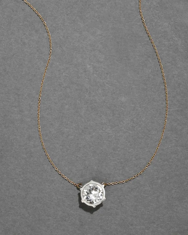 Sterling Silver & 14k Gold Large Cut Luminous Crystal Solitaire Necklace sold by Alexis Bittar