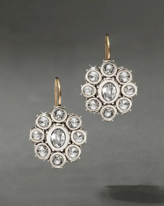 Sterling Silver & 14k Gold Cut Luminous Crystal Cluster Flower Wire Earring made by Alexis Bittar