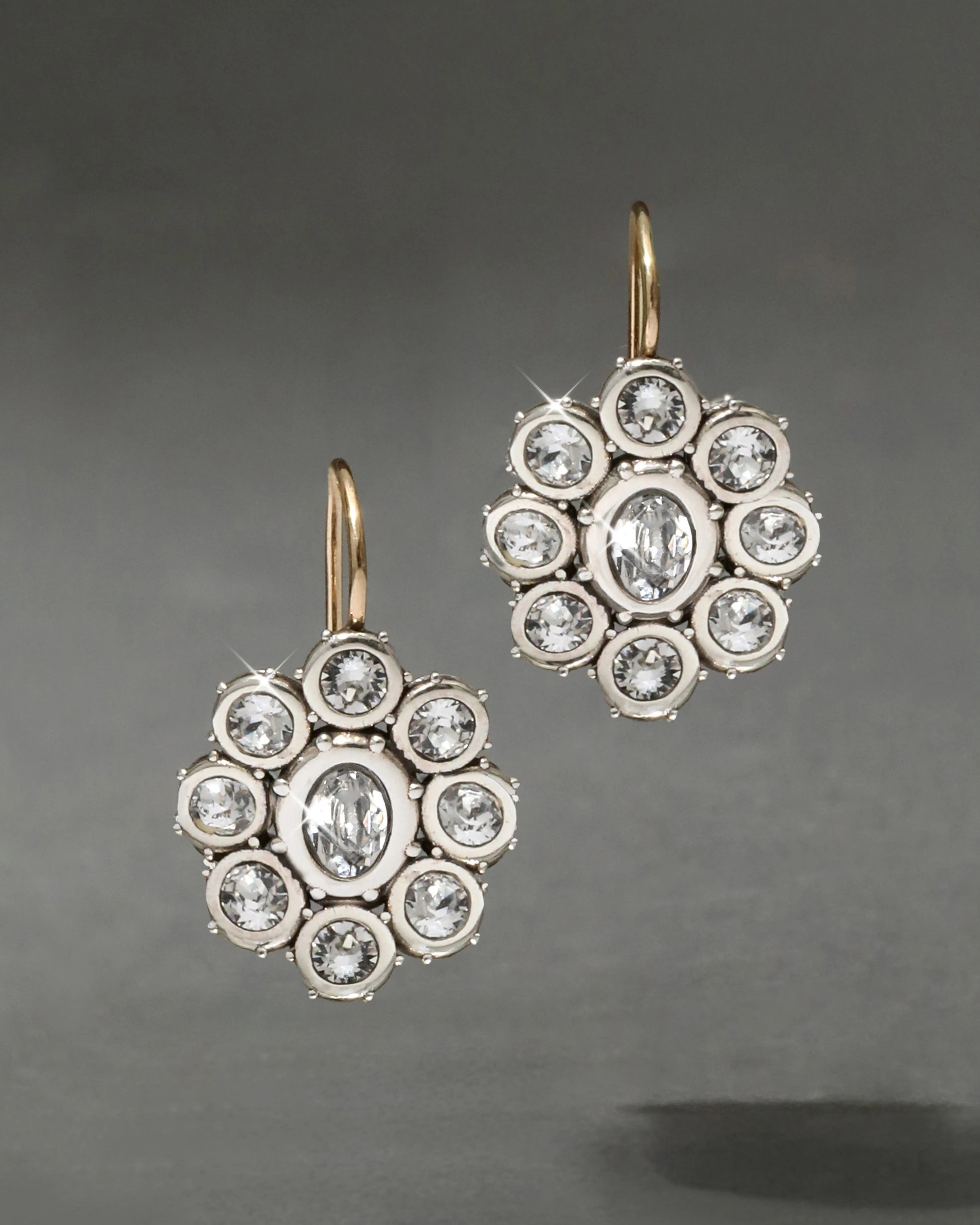 Sterling Silver & 14k Gold Cut Luminous Crystal Cluster Flower Wire Earring sold by Alexis Bittar