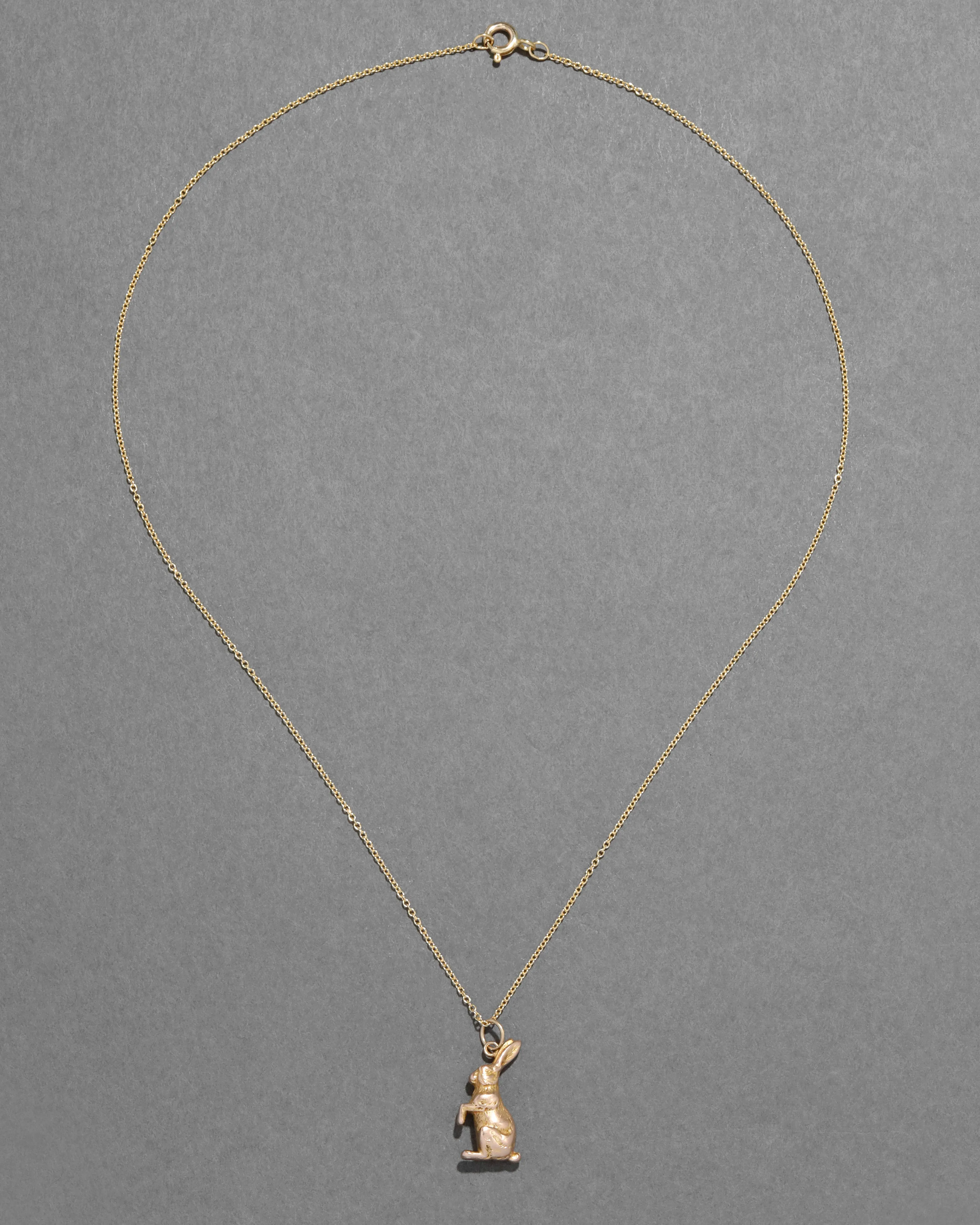 Antique 1920s 14k Gold Little Rabbit Pendant Necklace sold by Alexis Bittar product image thumbnail 2
