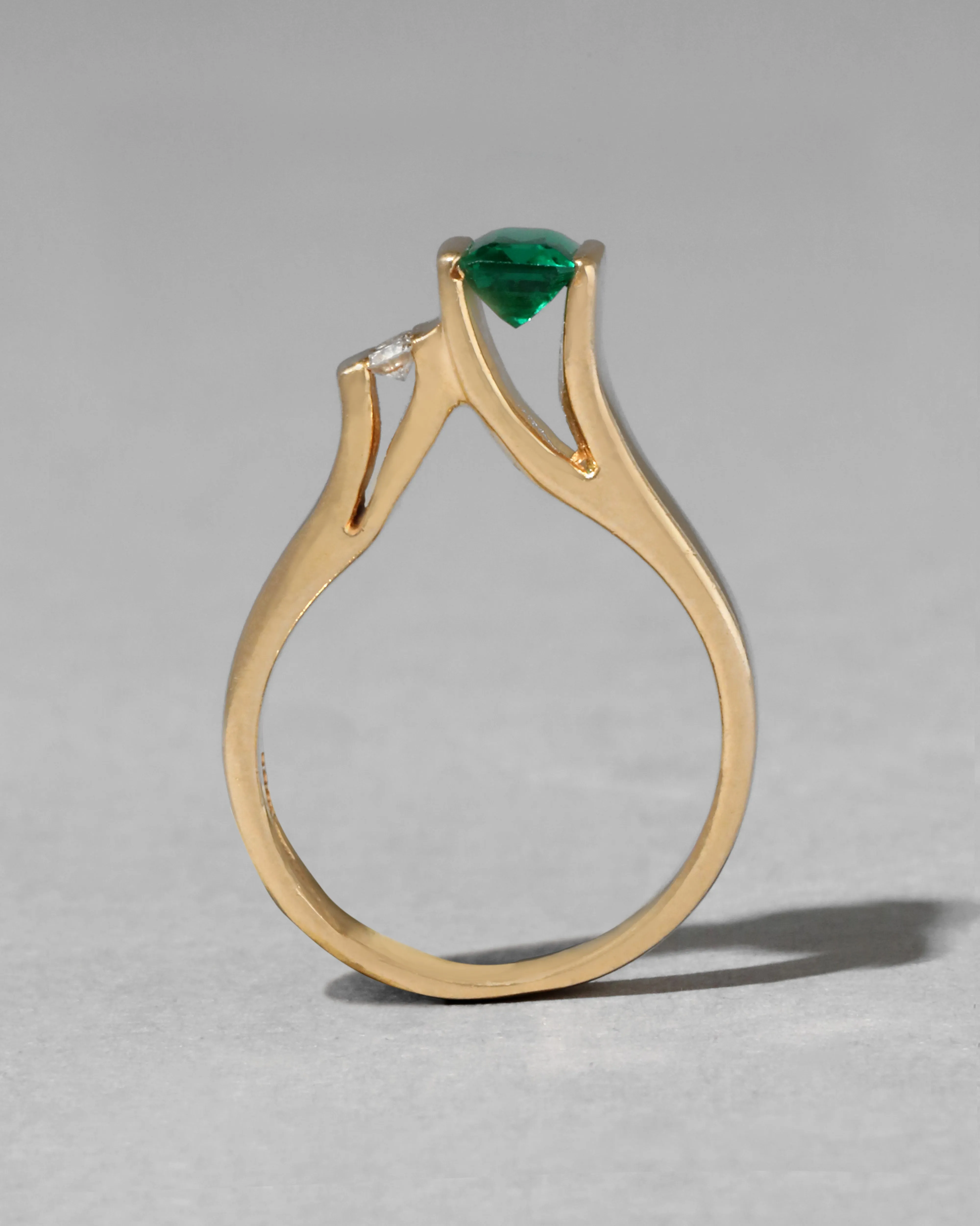 Vintage 1980s 14k Gold High Set Emerald & Diamond Sculptural Ring sold by Alexis Bittar product image thumbnail 2