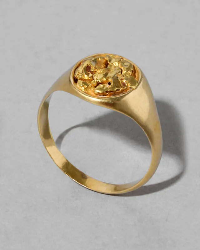 Vintage 1940s 22k Gold & 18k Gold Natural Nugget Signet Ring made by Alexis Bittar