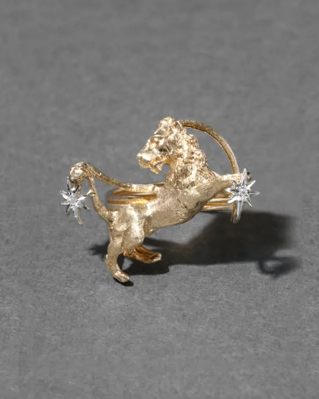 Vintage 1970s 14k Gold & Platinum Creature with Diamond Stars Ring sold by Alexis Bittar