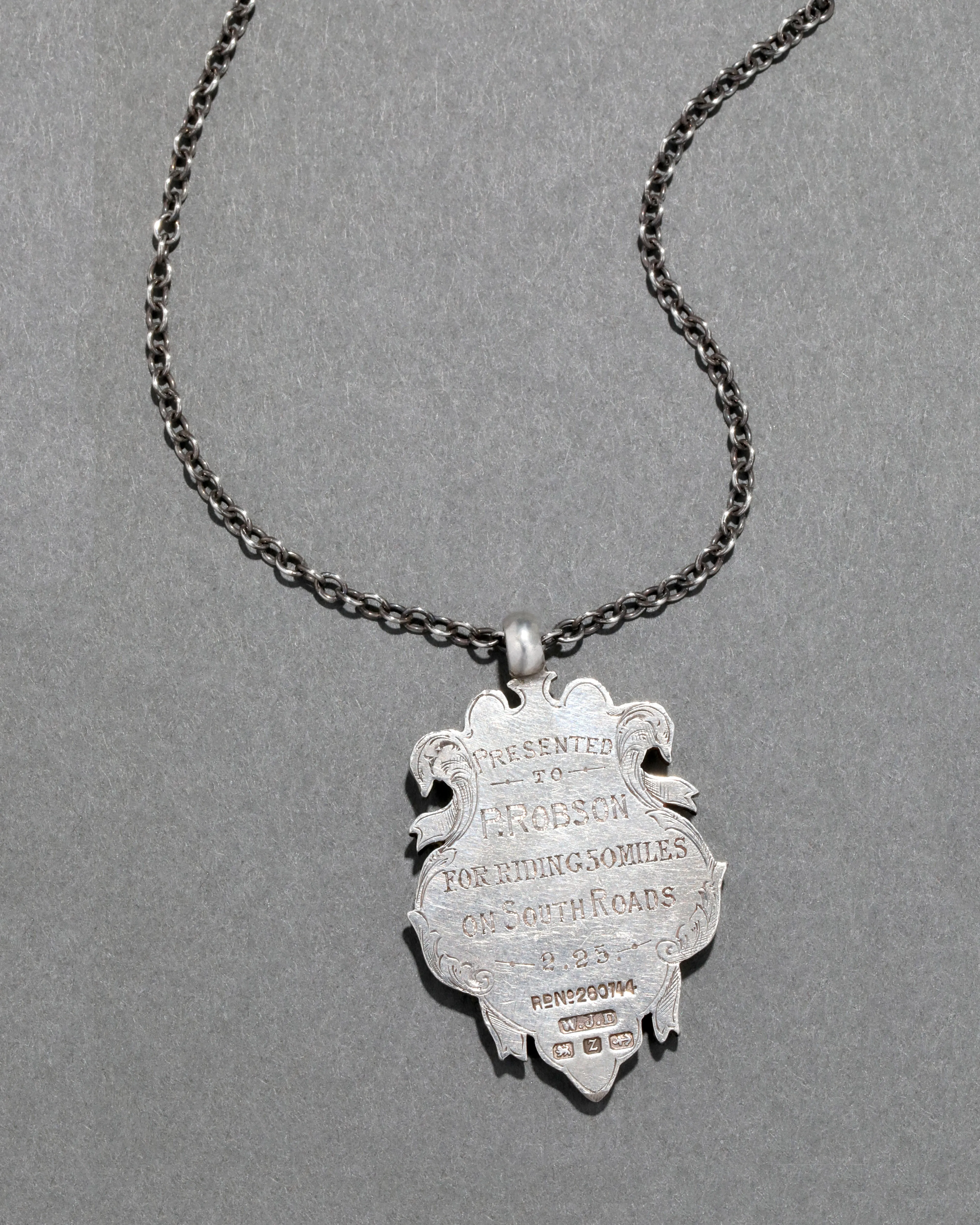 Antique 1900s 8k Gold Sterling Silver Dated British Medal Necklace sold by Alexis Bittar product image thumbnail 3