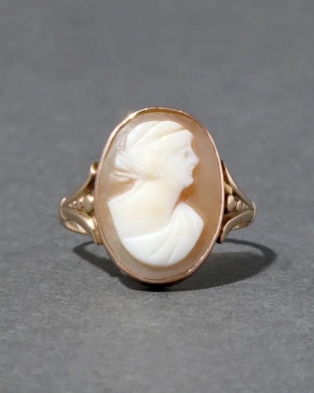 Antique Victorian 1800s 10k Two Tone Gold Cameo Ring made by Alexis Bittar