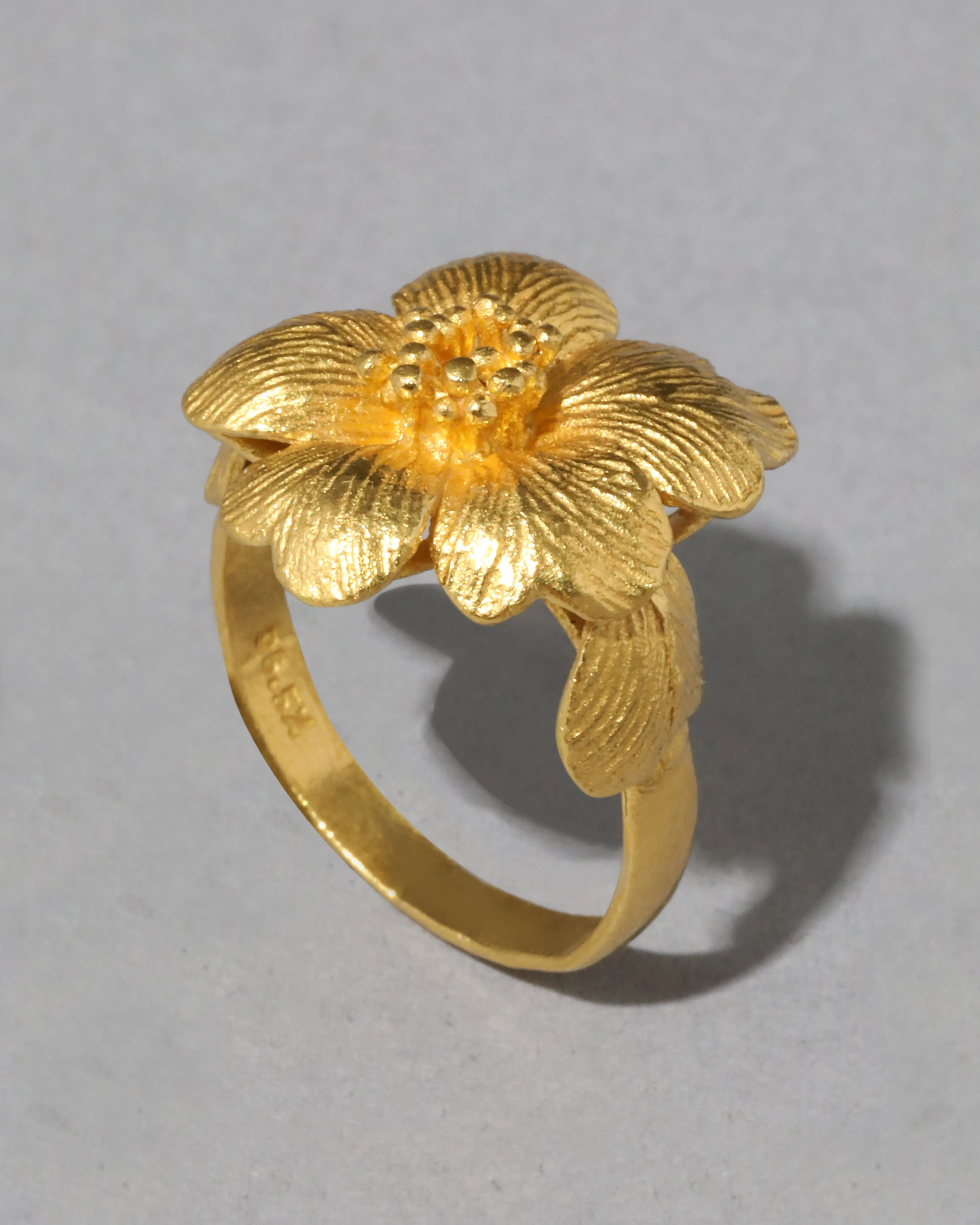 Vintage 1970s 22k Gold Handmade Blooming Flower RIng sold by Alexis Bittar