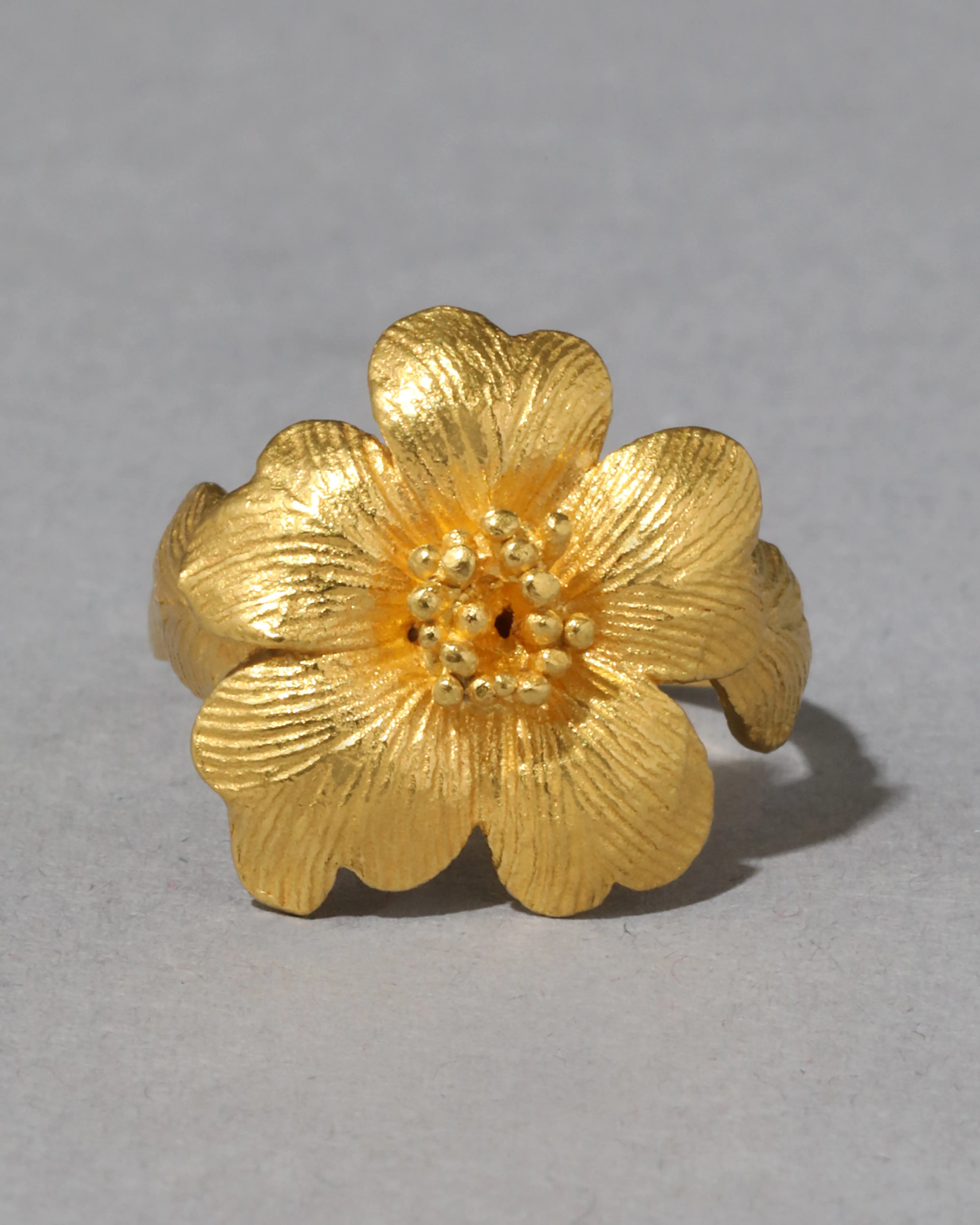 Vintage 1970s 22k Gold Handmade Blooming Flower RIng sold by Alexis Bittar product image thumbnail 2