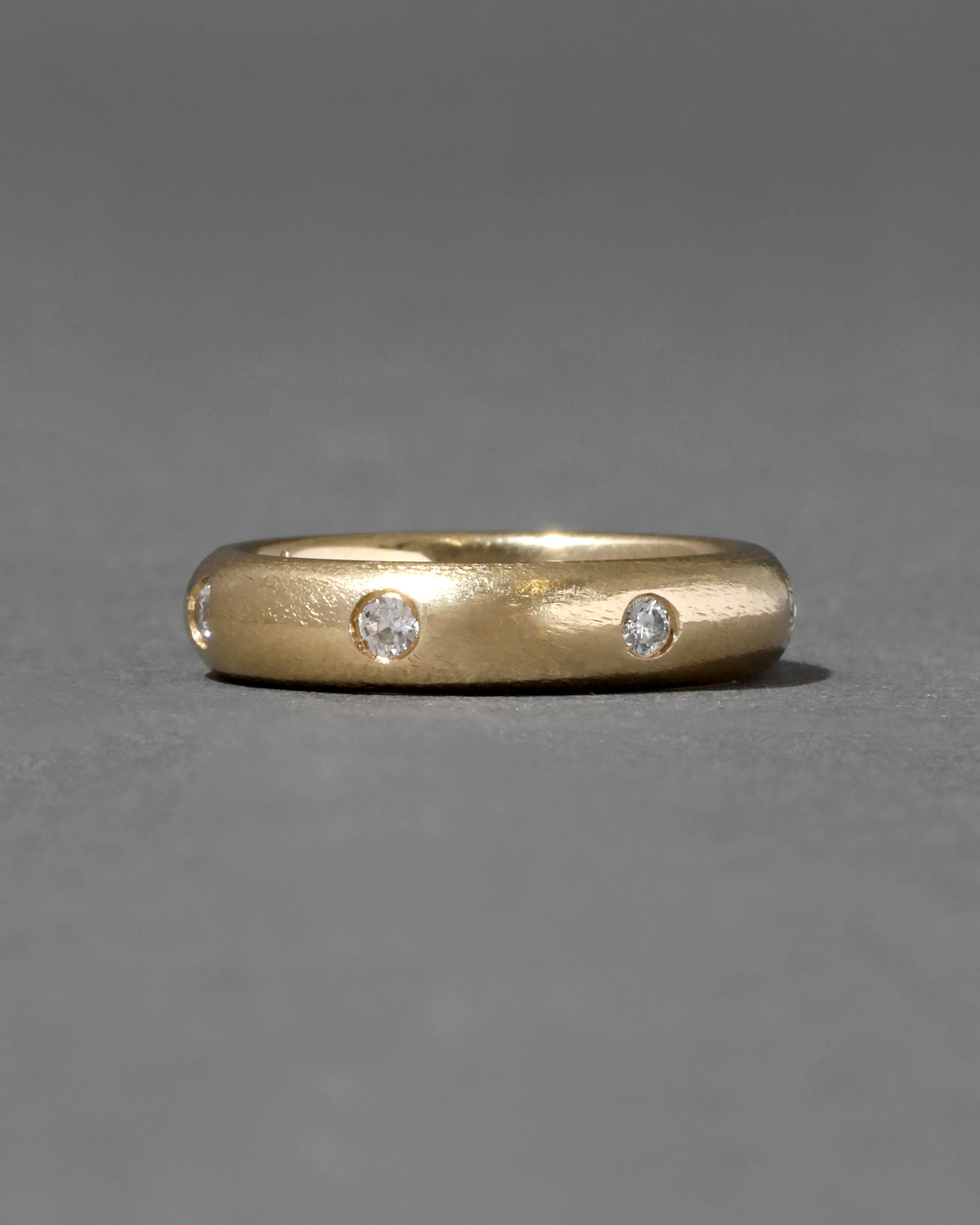 Vintage 18k Gold & Diamond Studded Heavyweight Handmade Domed Band Ring sold by Alexis Bittar product image thumbnail 2