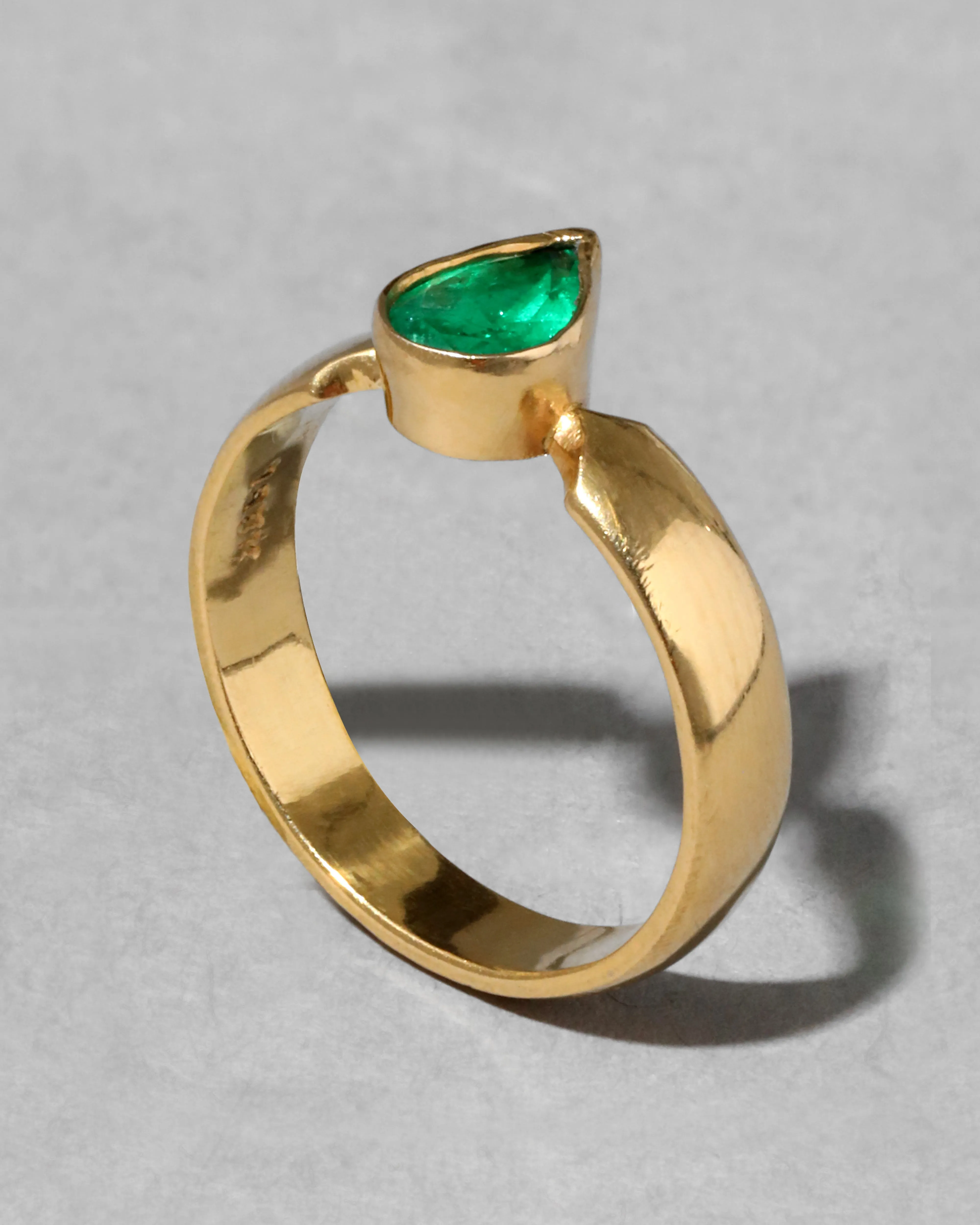 Vintage 1980s 18k Gold & Emerald Pear Band Ring sold by Alexis Bittar