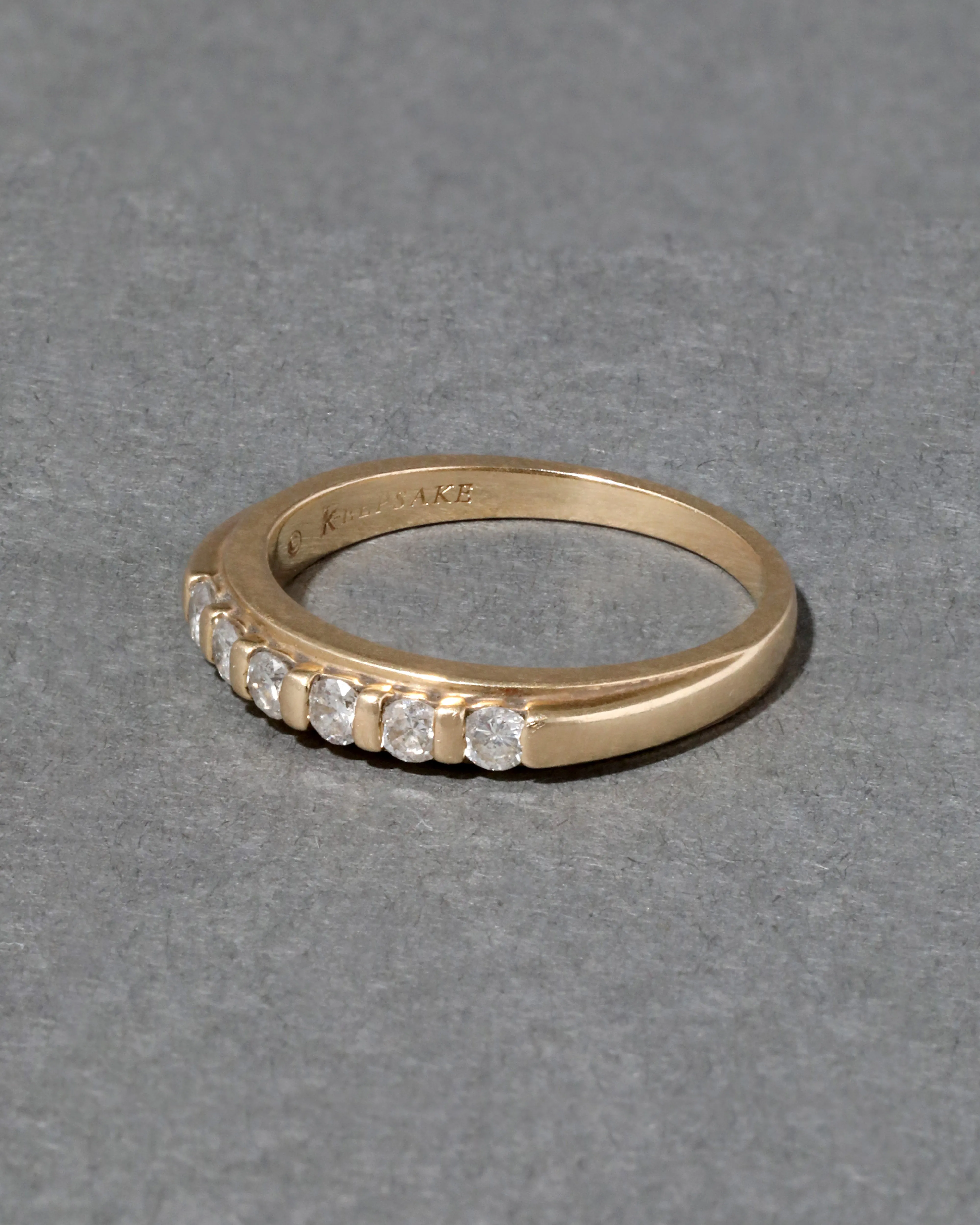 Vintage 1970s 14k Gold & Diamond Studded Band Ring sold by Alexis Bittar product image thumbnail 3