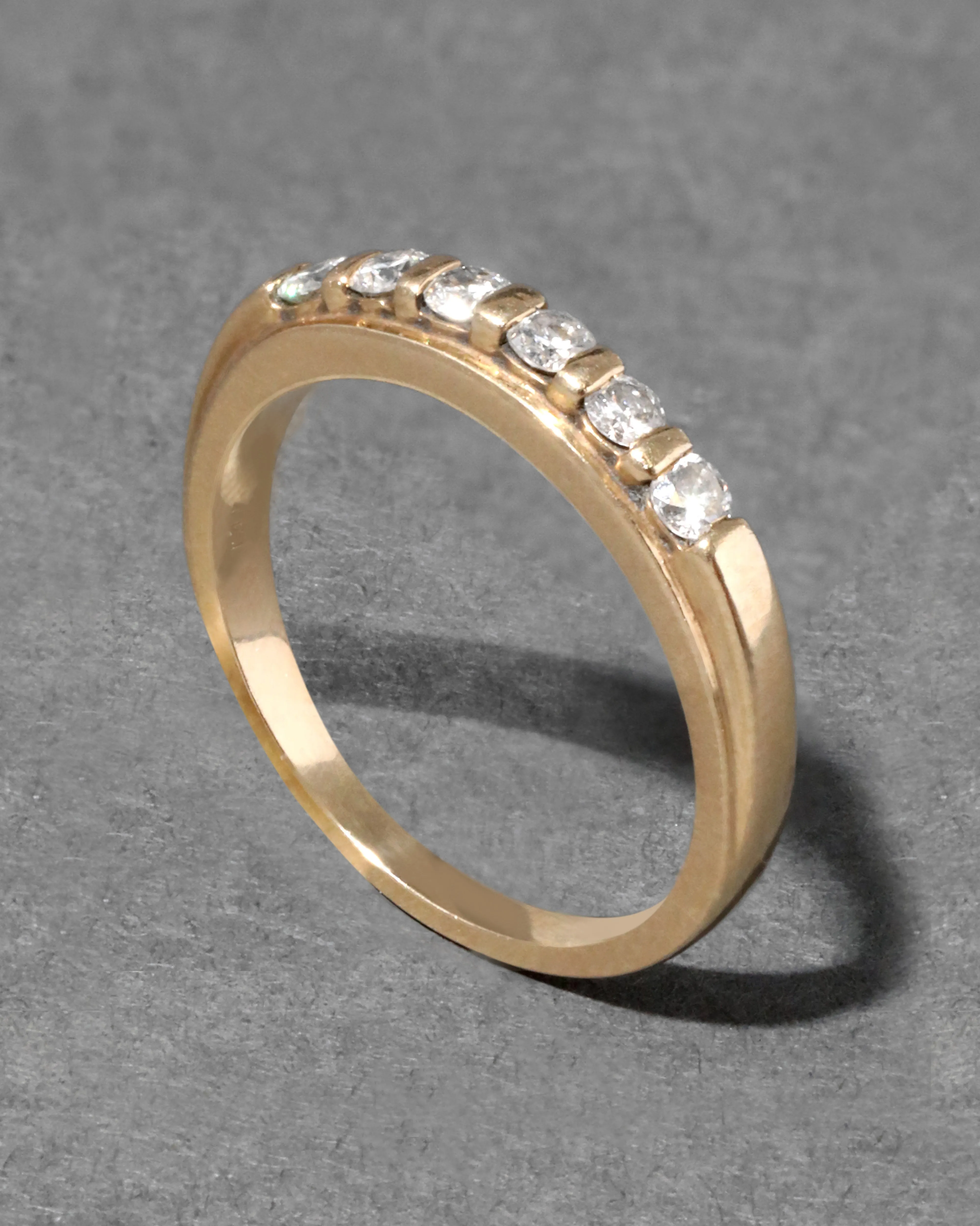 Vintage 1970s 14k Gold & Diamond Studded Band Ring sold by Alexis Bittar