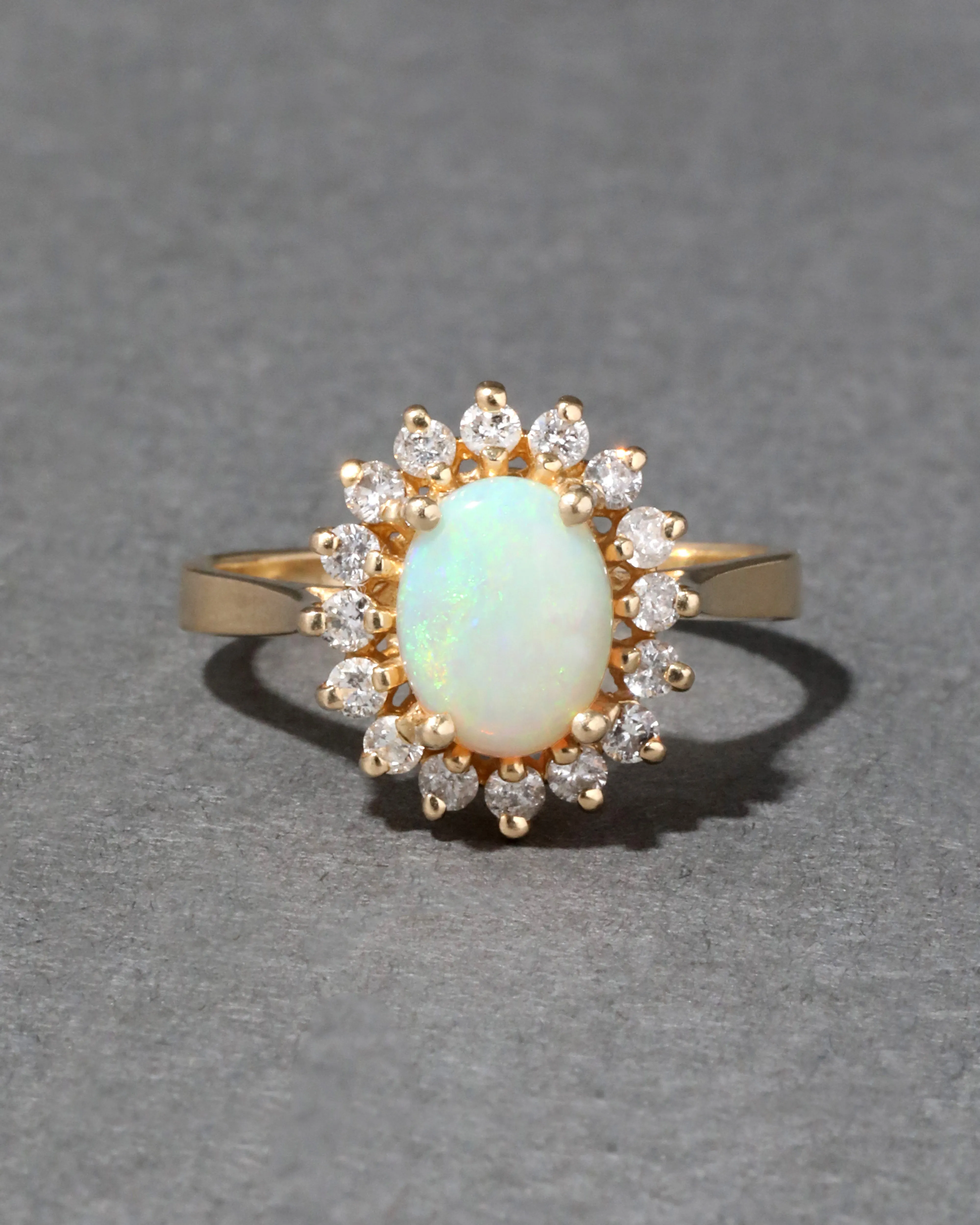 Vintage 1950s 14k Gold & Opal & Diamond Halo Ring sold by Alexis Bittar