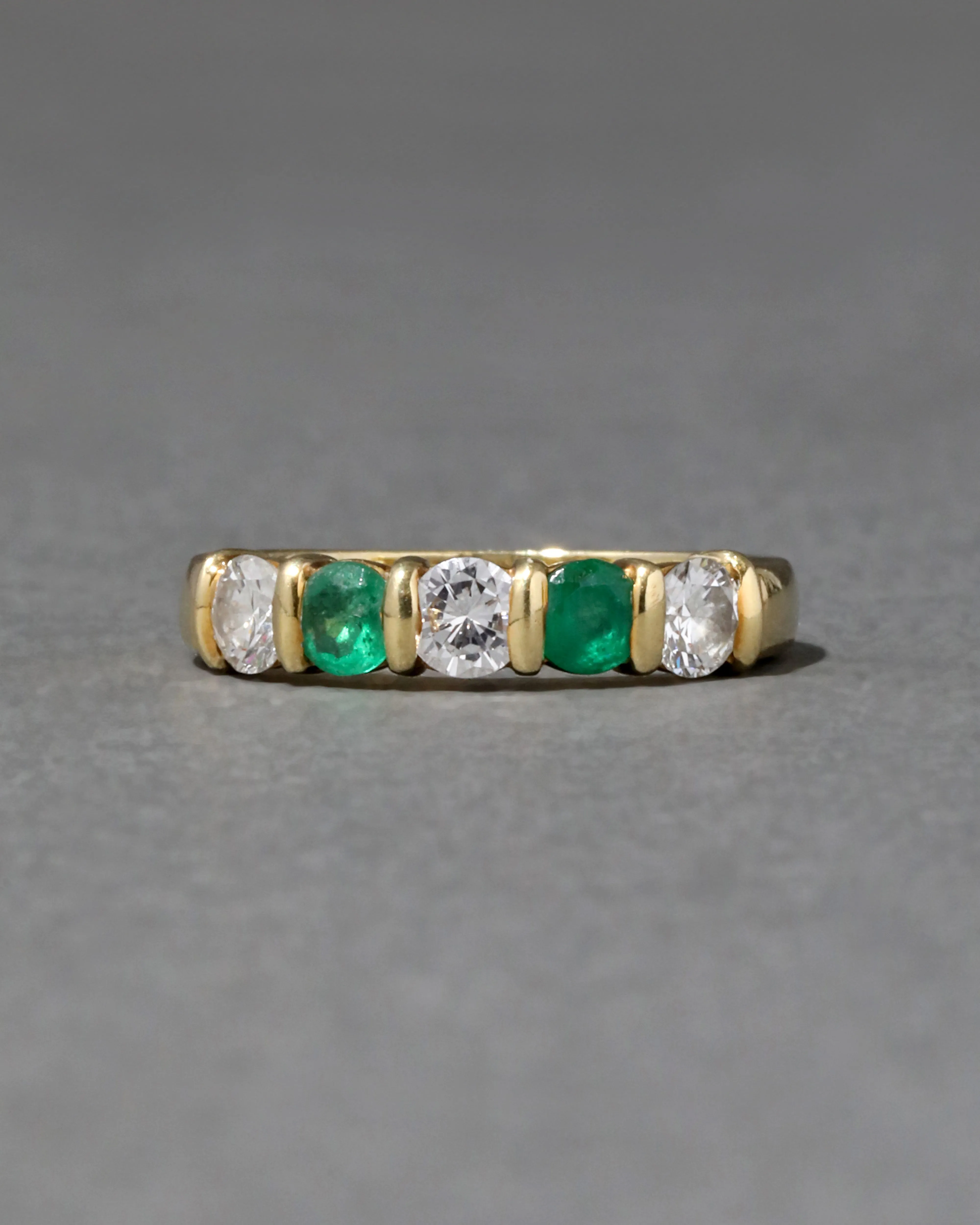 Vintage 1980s 18k Gold & Alternating Emerald & Diamond Band Ring sold by Alexis Bittar product image thumbnail 2