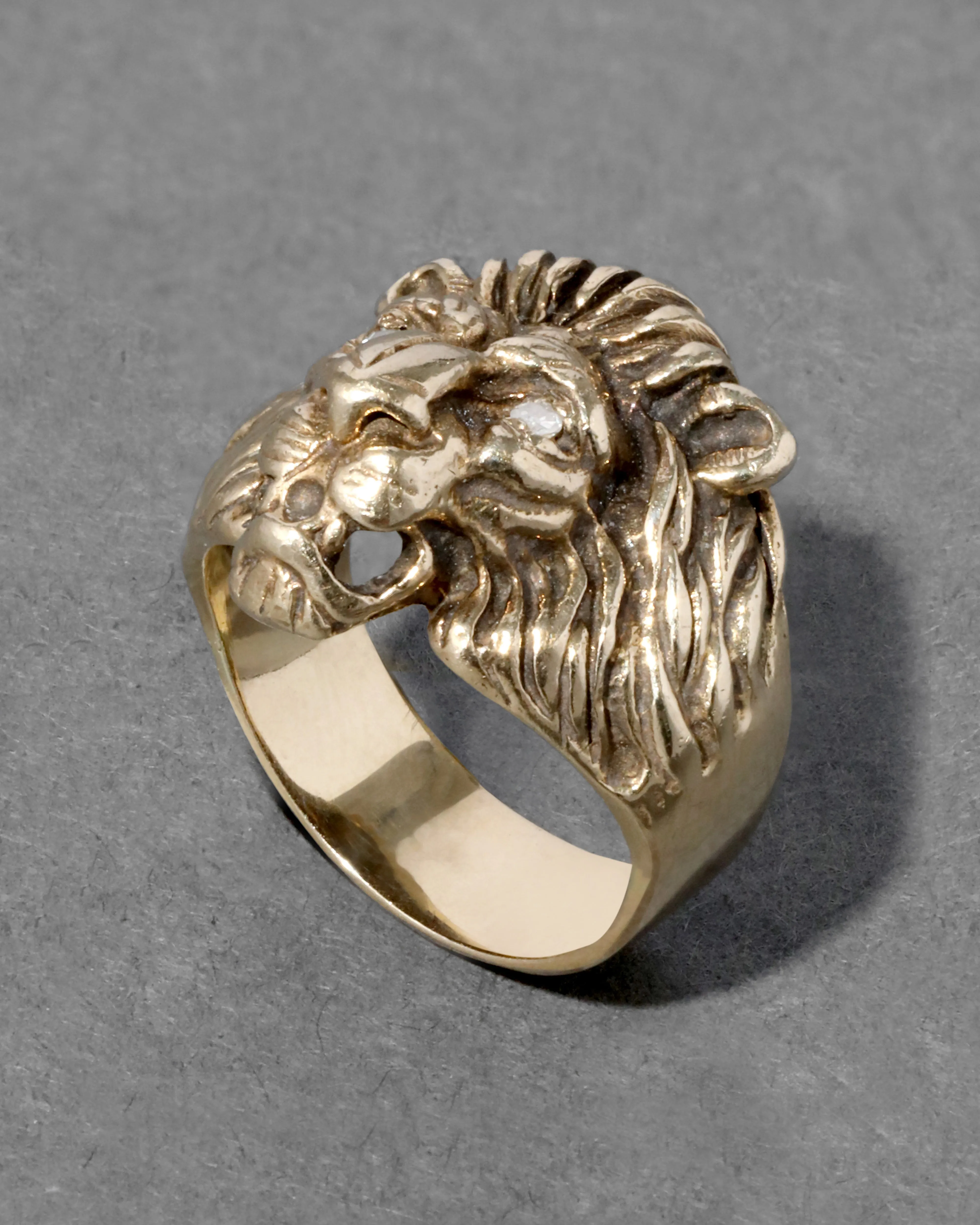 Vintage 1970s 14k Gold Lion with Diamond Eyes sold by Alexis Bittar product image thumbnail 2