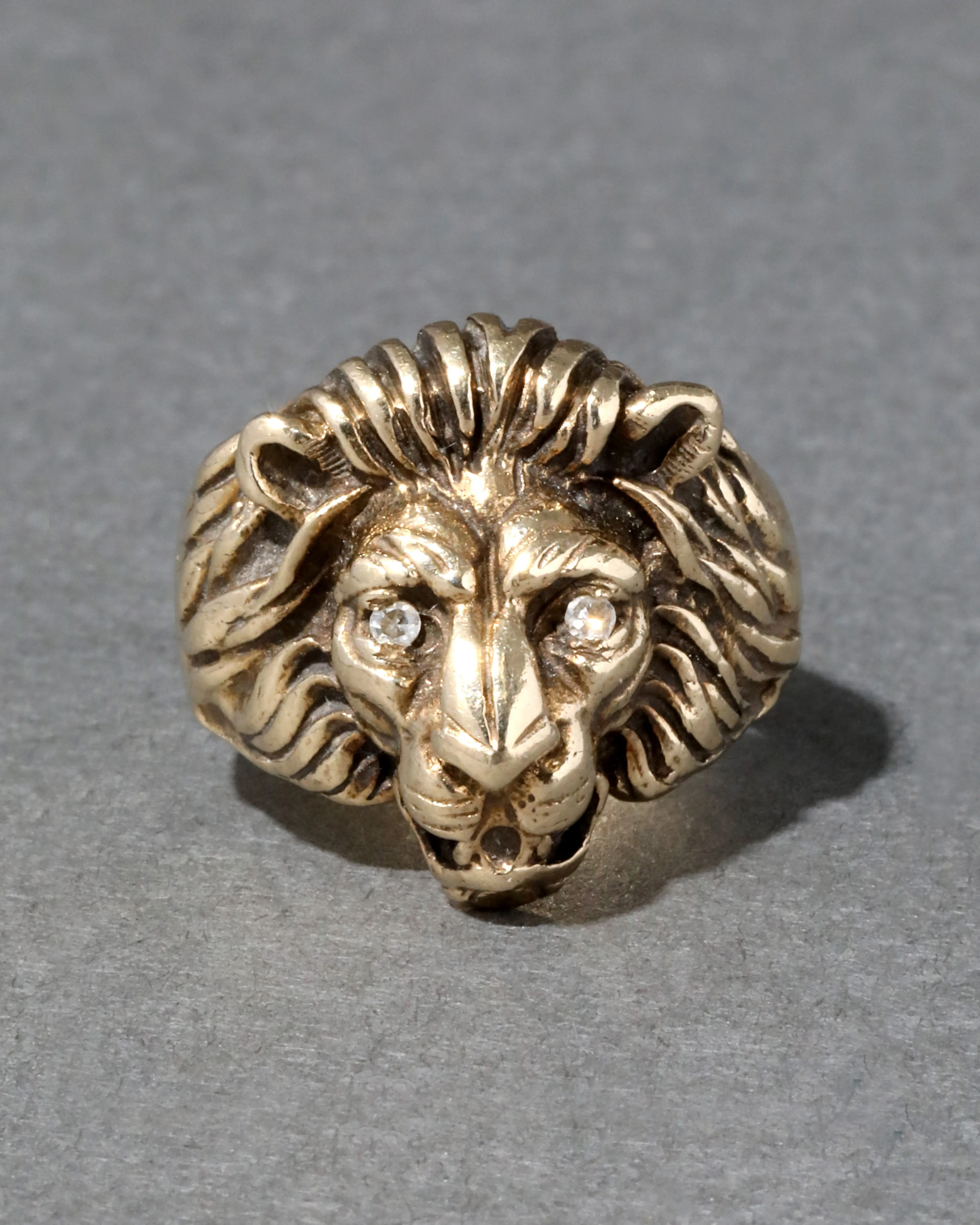 Vintage 1970s 14k Gold Lion with Diamond Eyes sold by Alexis Bittar