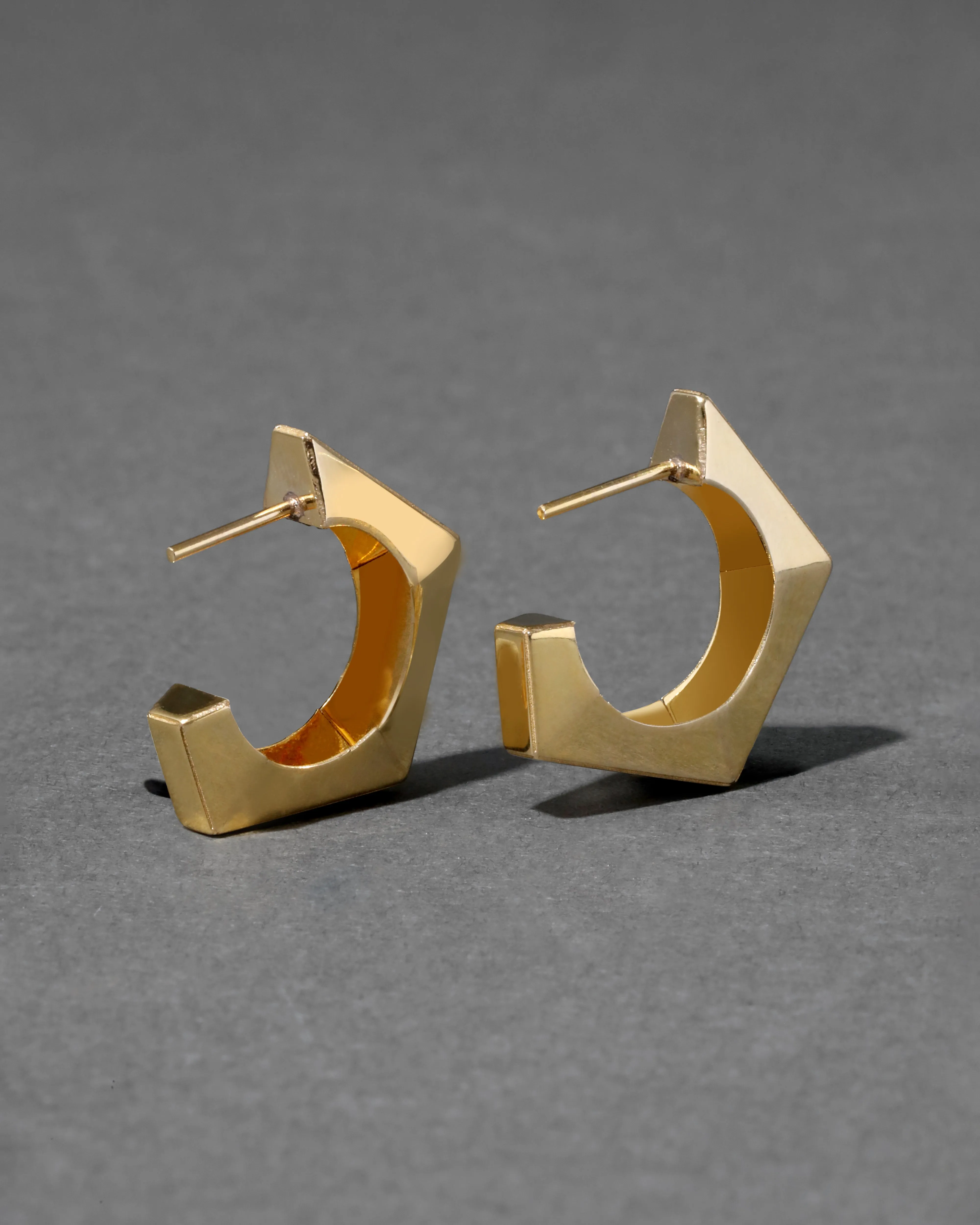 Vintage 1980s 14k Gold Angled Hoop Earring sold by Alexis Bittar product image thumbnail 2