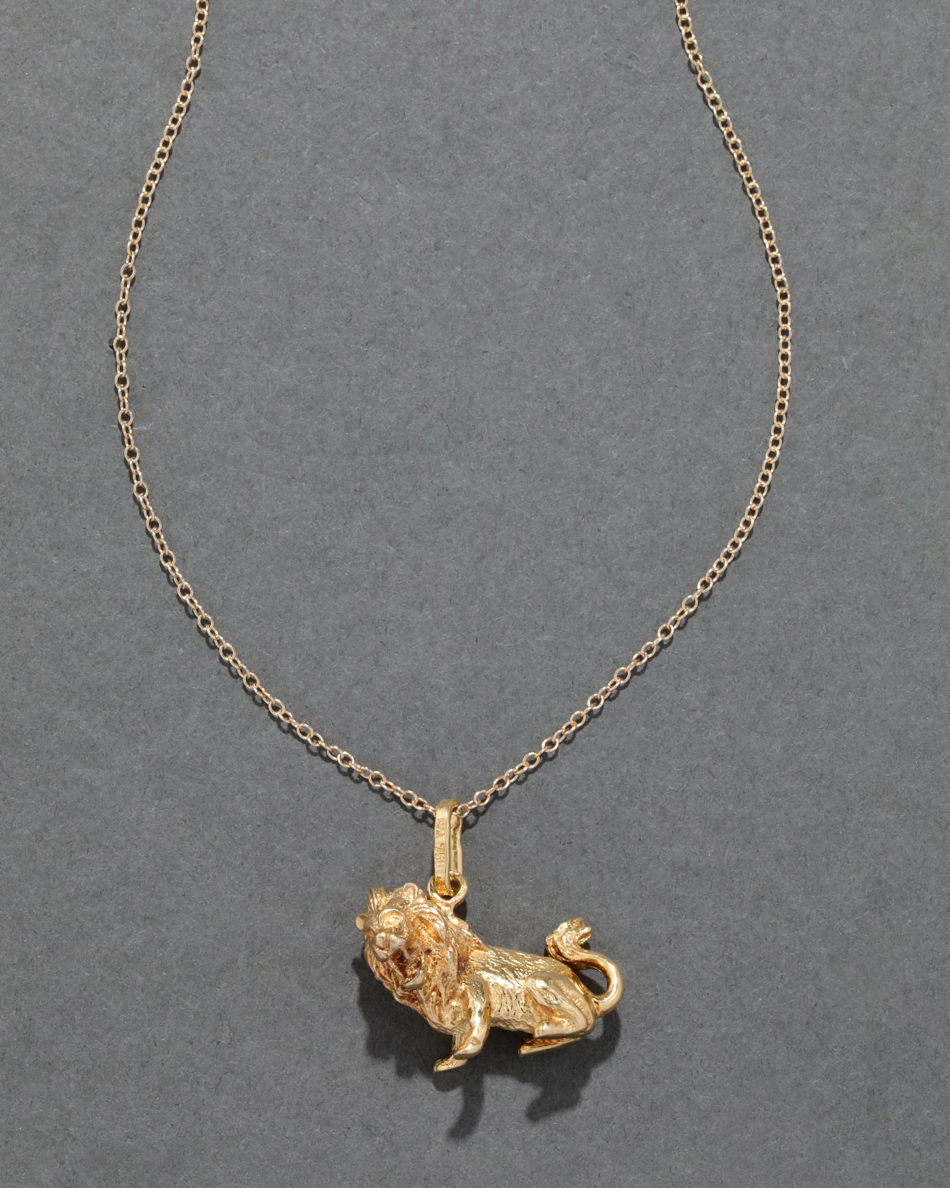 Vintage 1980s 18k Gold Roaring Lion Pendant Necklace sold by Alexis Bittar