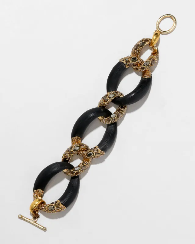 Archive Gold Crystal Encrusted Lucite Link Toggle Bracelet sold by Alexis Bittar