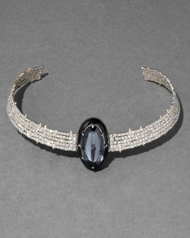 Archive Crystal Encrusted Hematite Doublet Collar Necklace sold by Alexis Bittar