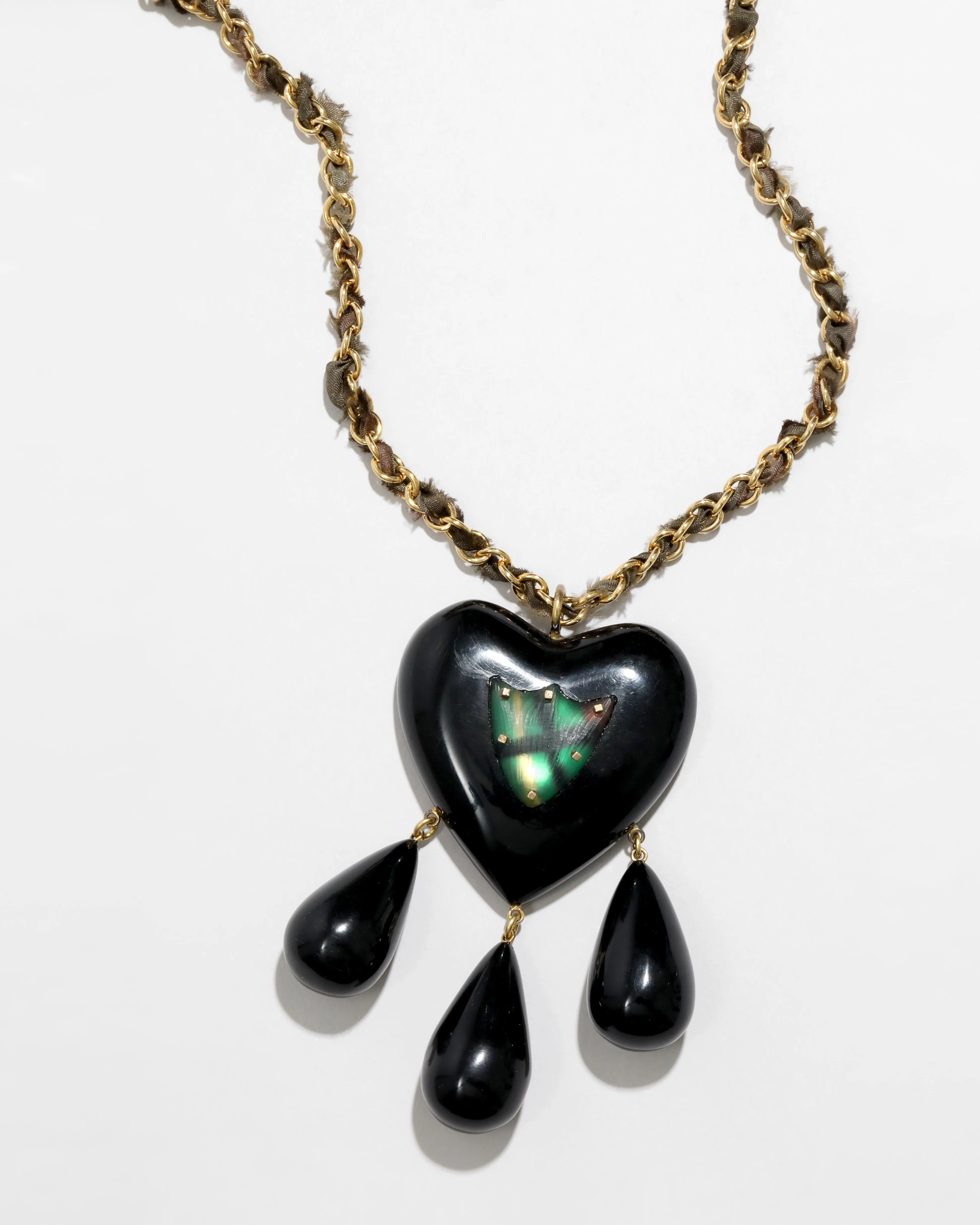 Archive Plaid Shield Lucite Heart Pendant Necklace sold by Alexis Bittar