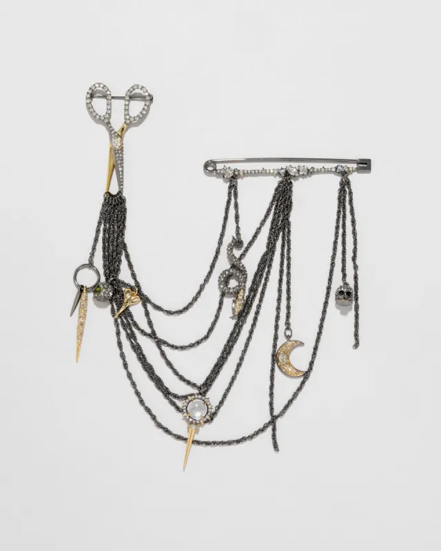 Archive Gunmetal Scissor & Charms Sweater Pin sold by Alexis Bittar