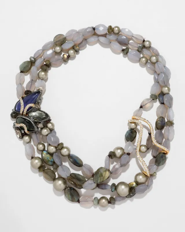Archive Triple Strand Beaded Stone Cluster Pendant Necklace sold by Alexis Bittar