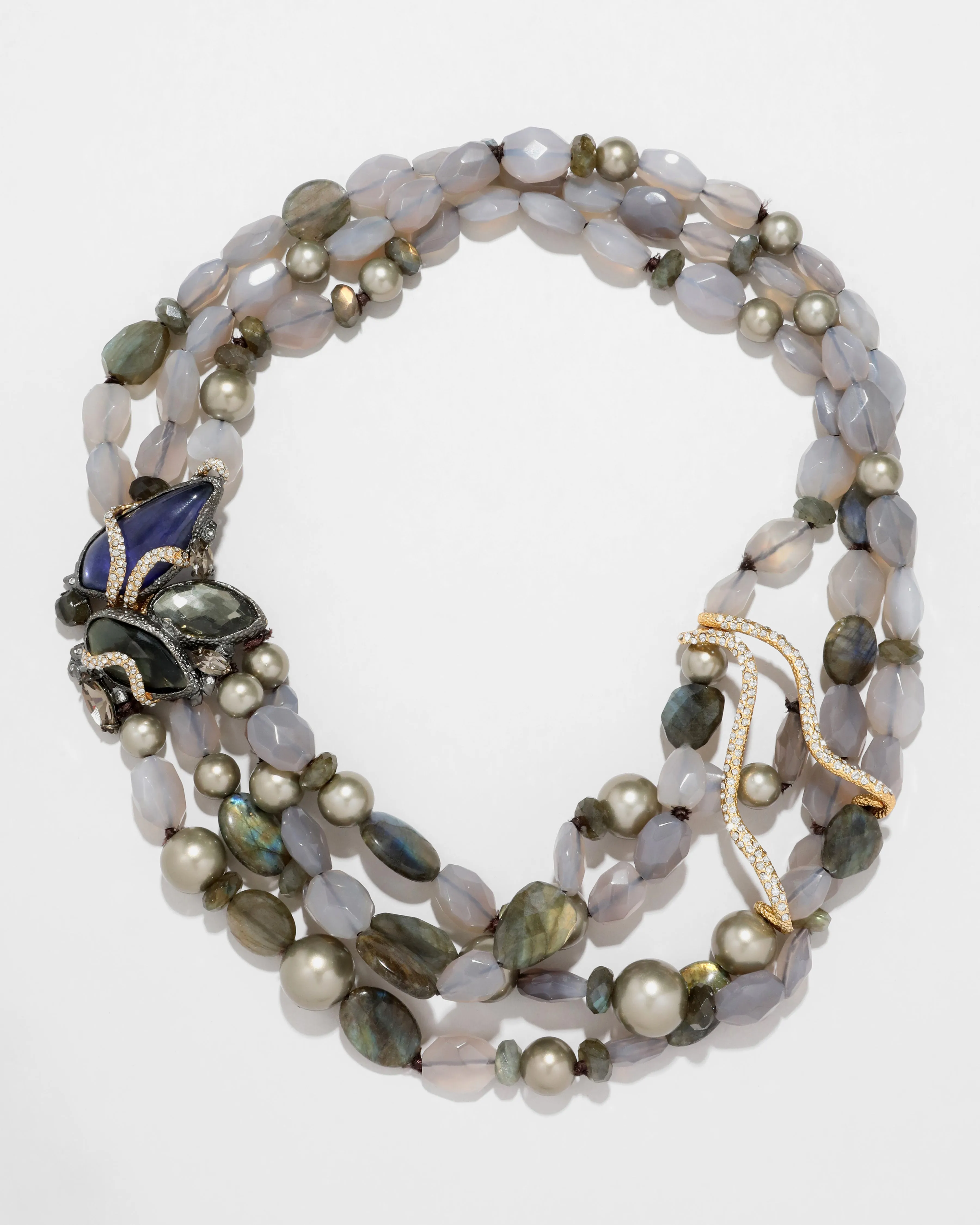 Archive Triple Strand Beaded Stone Cluster Pendant Necklace sold by Alexis Bittar