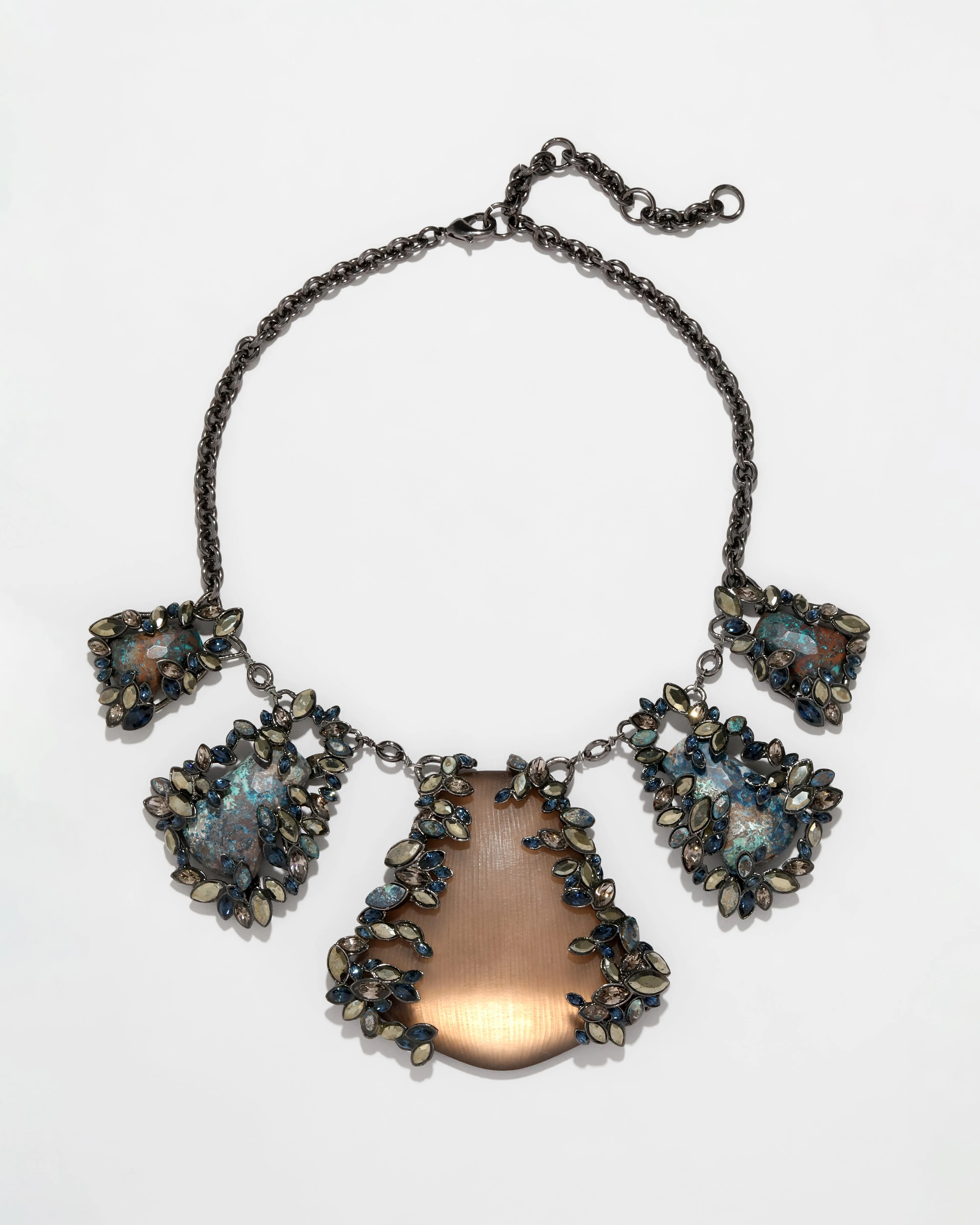 Archive Mosaic Stone Framed Lucite Pendant Necklace sold by Alexis Bittar product image thumbnail 2