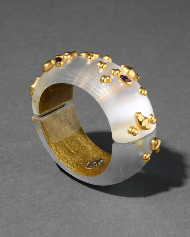 Archive Gold Nugget Studded Lucite Hinge Bracelet sold by Alexis Bittar