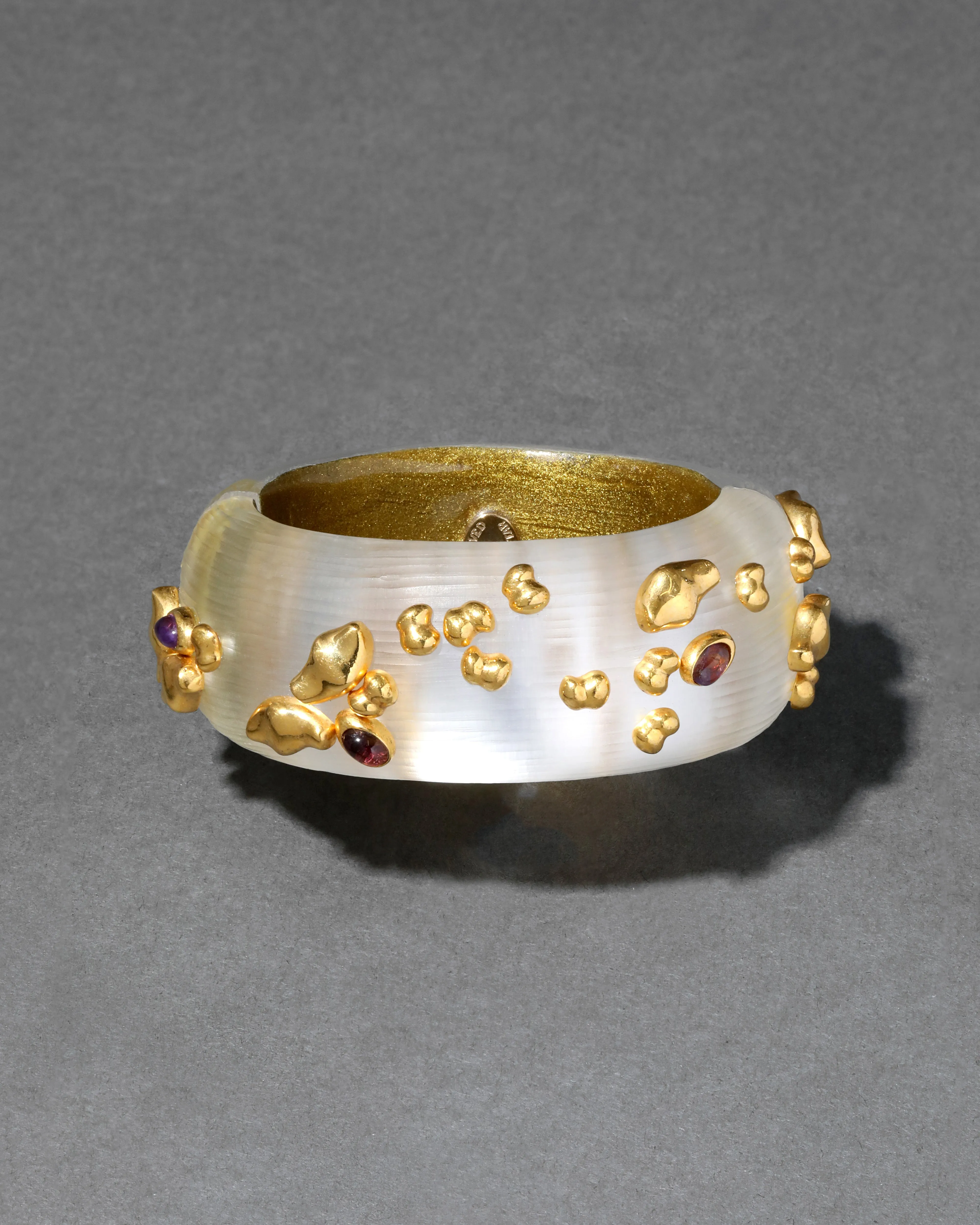 Archive Gold Nugget Studded Lucite Hinge Bracelet sold by Alexis Bittar product image thumbnail 2