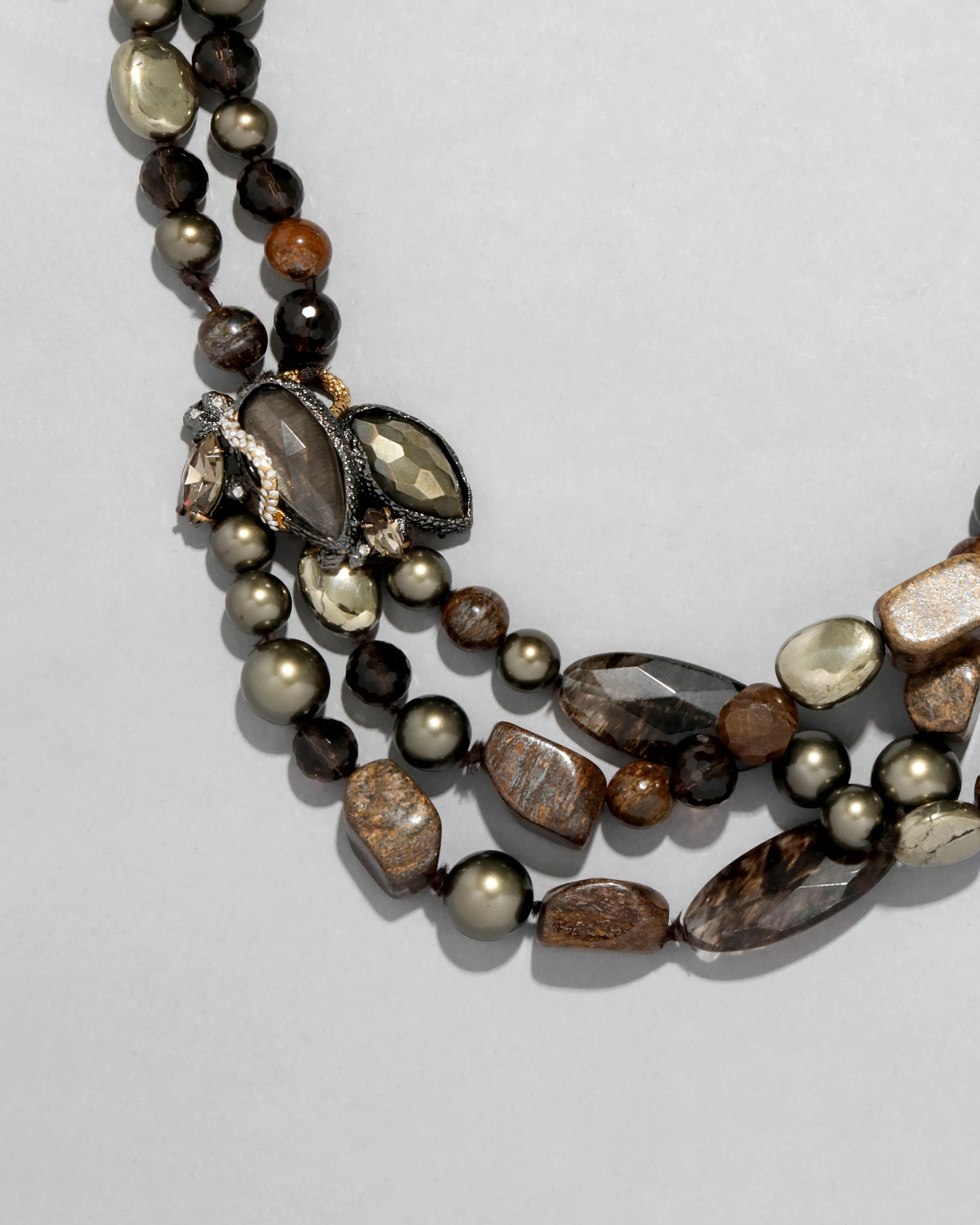 Archive Triple Strand Beaded Dark Stone Necklace sold by Alexis Bittar product image thumbnail 2