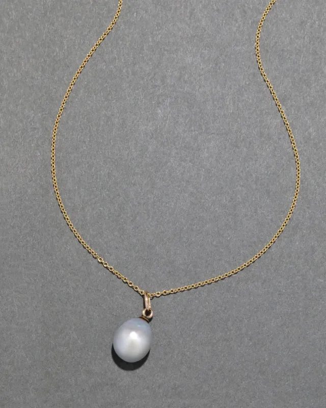 Vintage Early 1900s 10k Gold Natural Pearl Pendant Necklace sold by Alexis Bittar