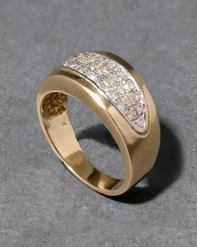 Vintage 1980s 18k Gold Framed Diamond Band Ring sold by Alexis Bittar