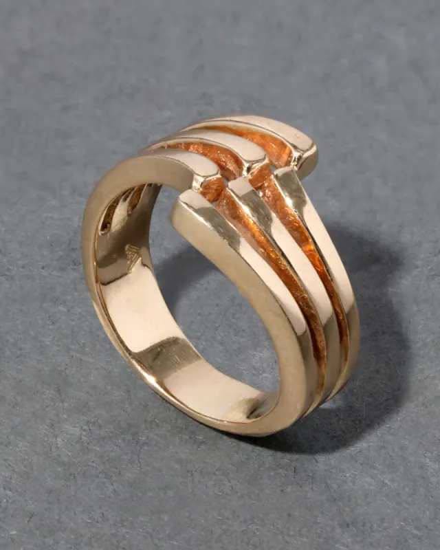 Vintage 1980s 14k Gold Wave Pattern Band Ring sold by Alexis Bittar
