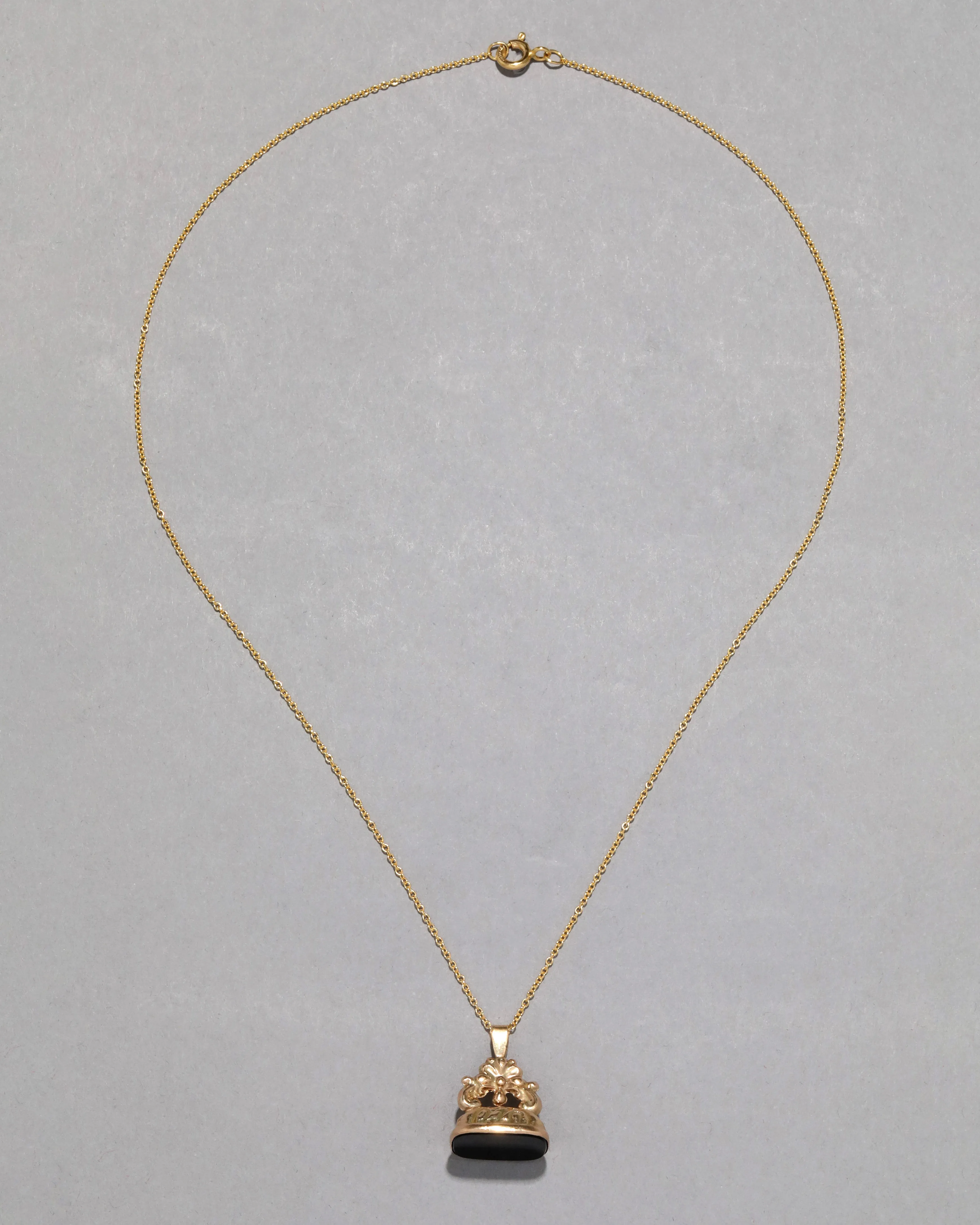 Antique 1800s 10k Gold & Onyx Seal English Pendant Necklace sold by Alexis Bittar product image thumbnail 2