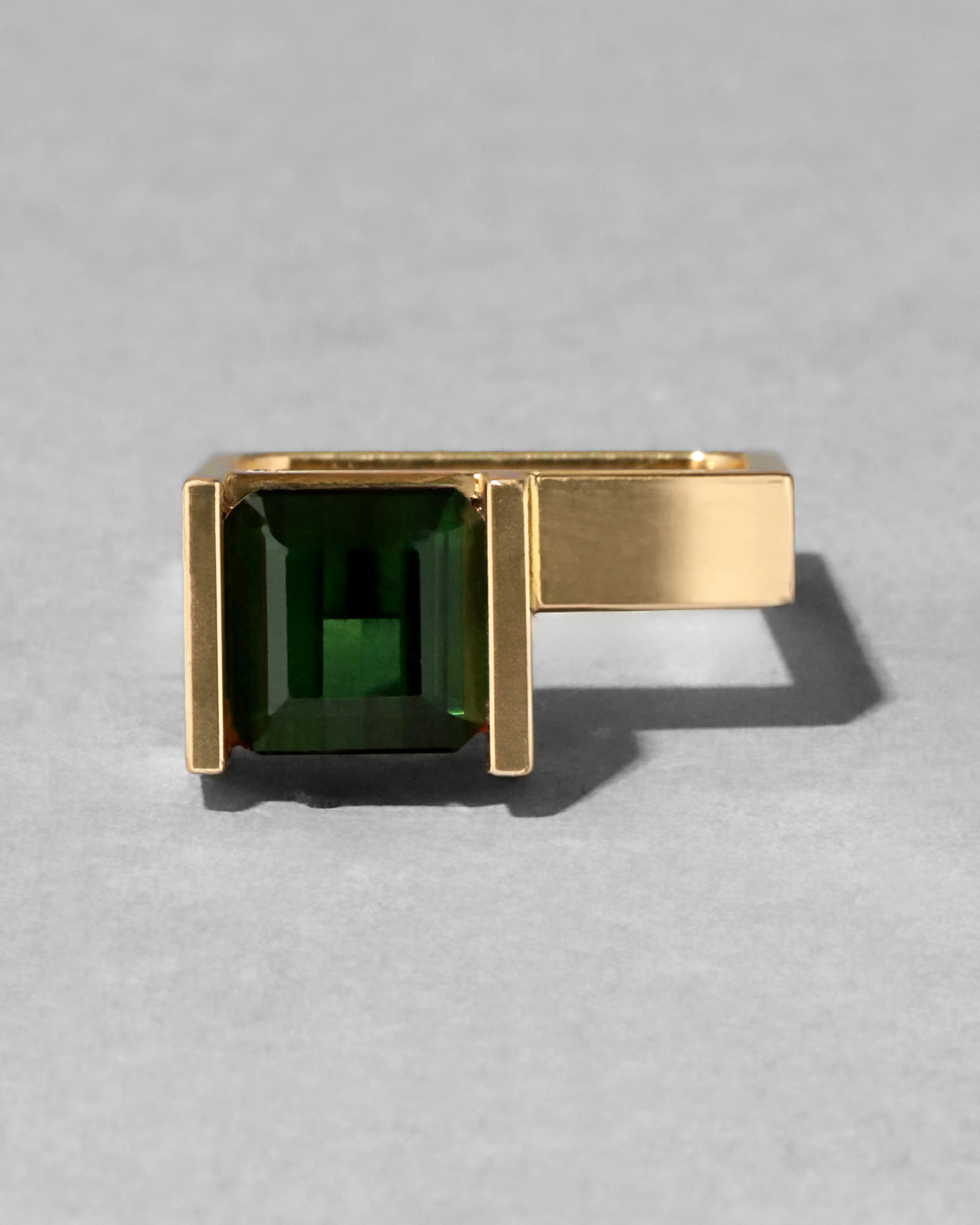 Vintage 1970s 14k Gold & Demantoid Garnet Modernist Sculputural Ring sold by Alexis Bittar product image thumbnail 2