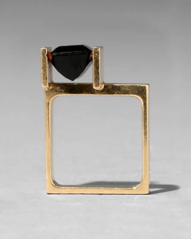 Vintage 1970s 14k Gold & Demantoid Garnet Modernist Sculputural Ring sold by Alexis Bittar