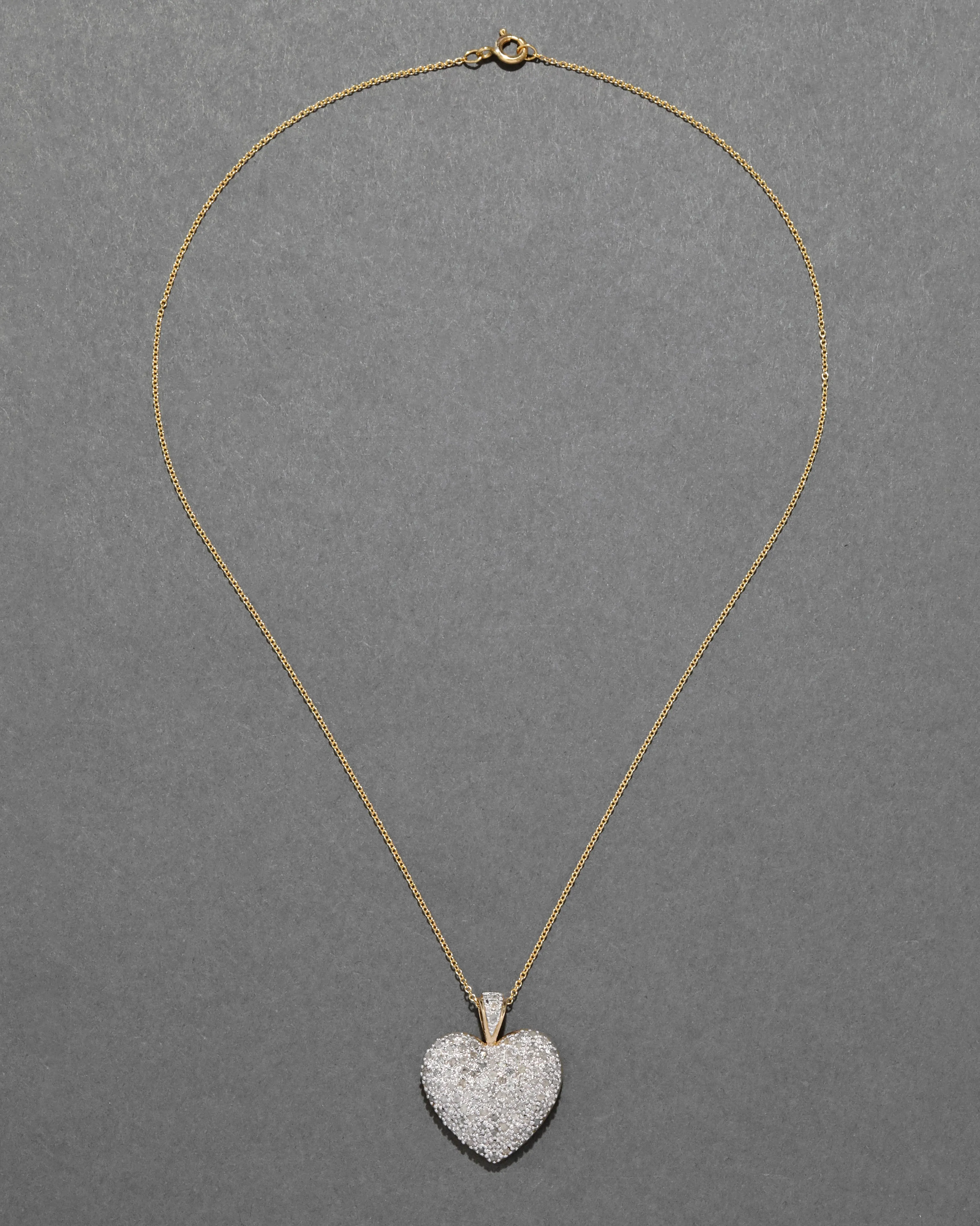 Vintage 10k Gold Pave Diamond Heart Pendant Necklace sold by Alexis Bittar product image thumbnail 2
