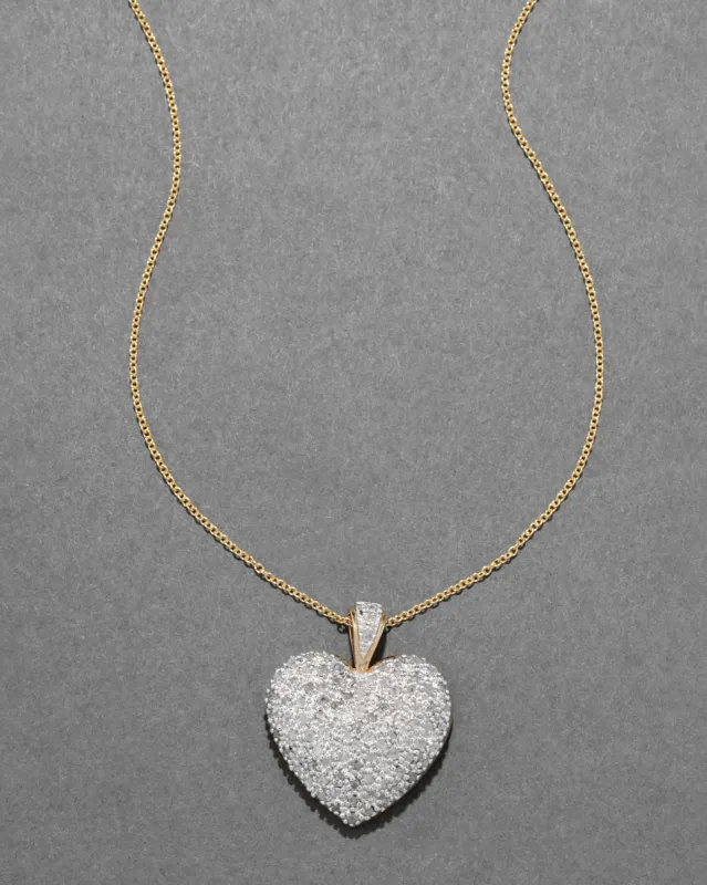 Vintage 10k Gold Pave Diamond Heart Pendant Necklace sold by Alexis Bittar
