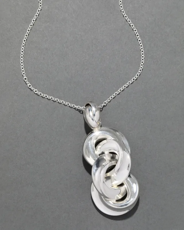 Vintage 1970s Sterling Silver Modernist Sculptural Abstract Pendant Necklace sold by Alexis Bittar