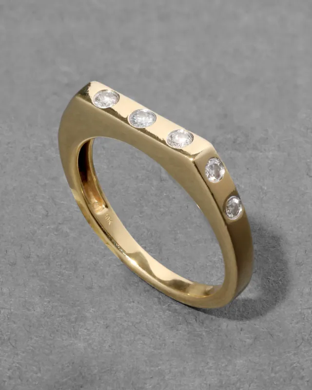 Vintage 1980s 10k Gold & Diamond Table Band Ring sold by Alexis Bittar