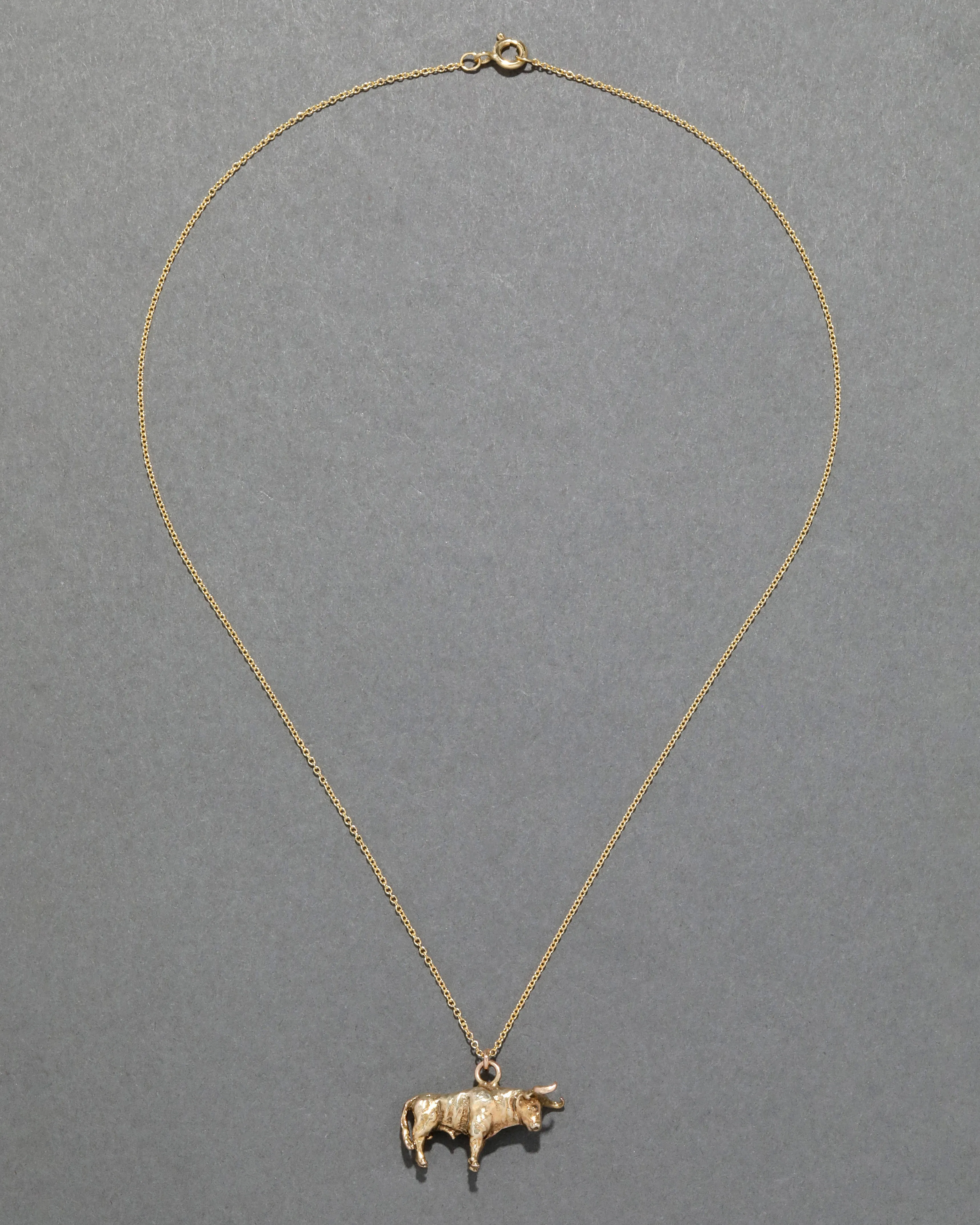 Antique 1900s 10k Gold Handmade Bull Pendant Necklace sold by Alexis Bittar product image thumbnail 2