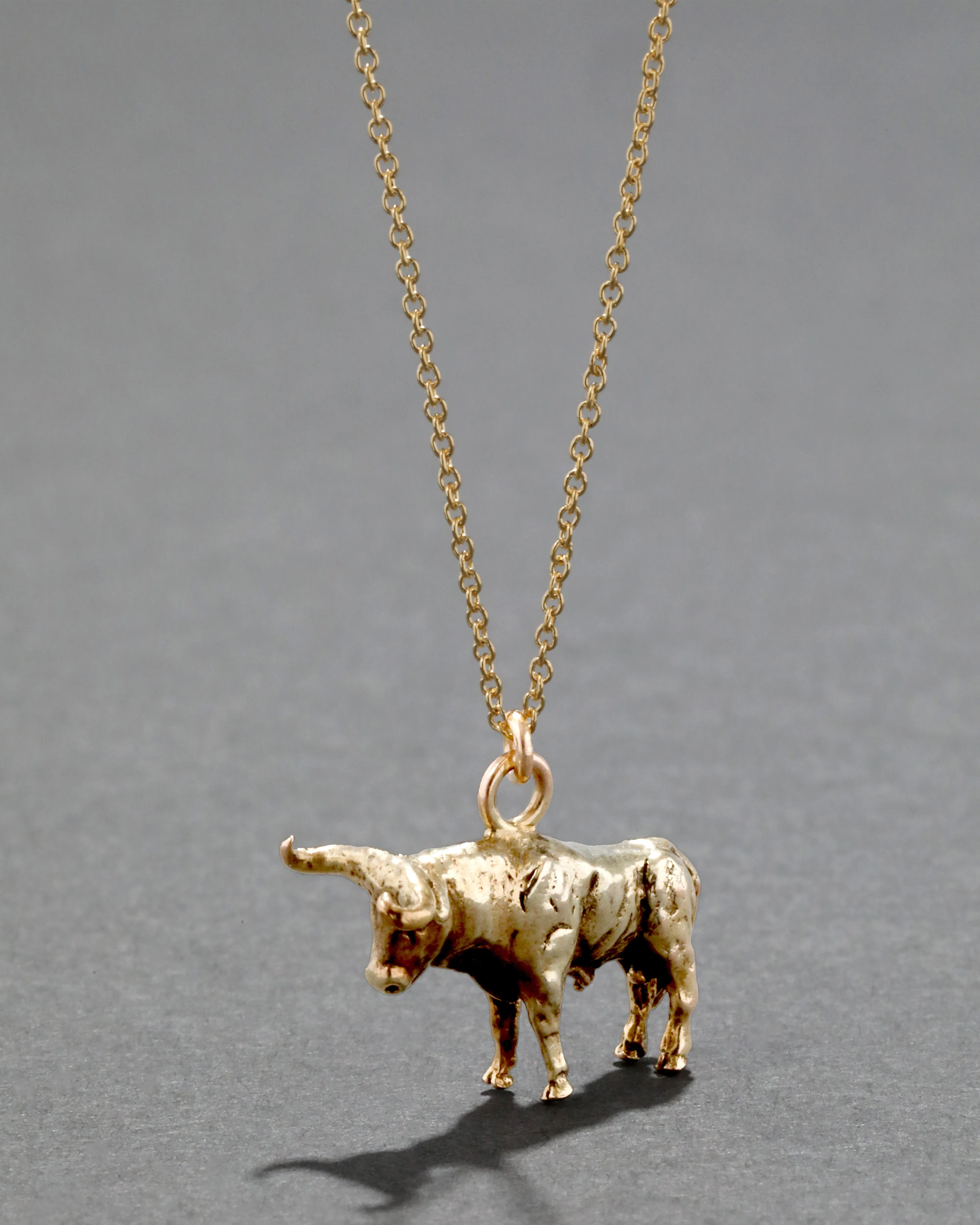 Antique 1900s 10k Gold Handmade Bull Pendant Necklace sold by Alexis Bittar product image thumbnail 3