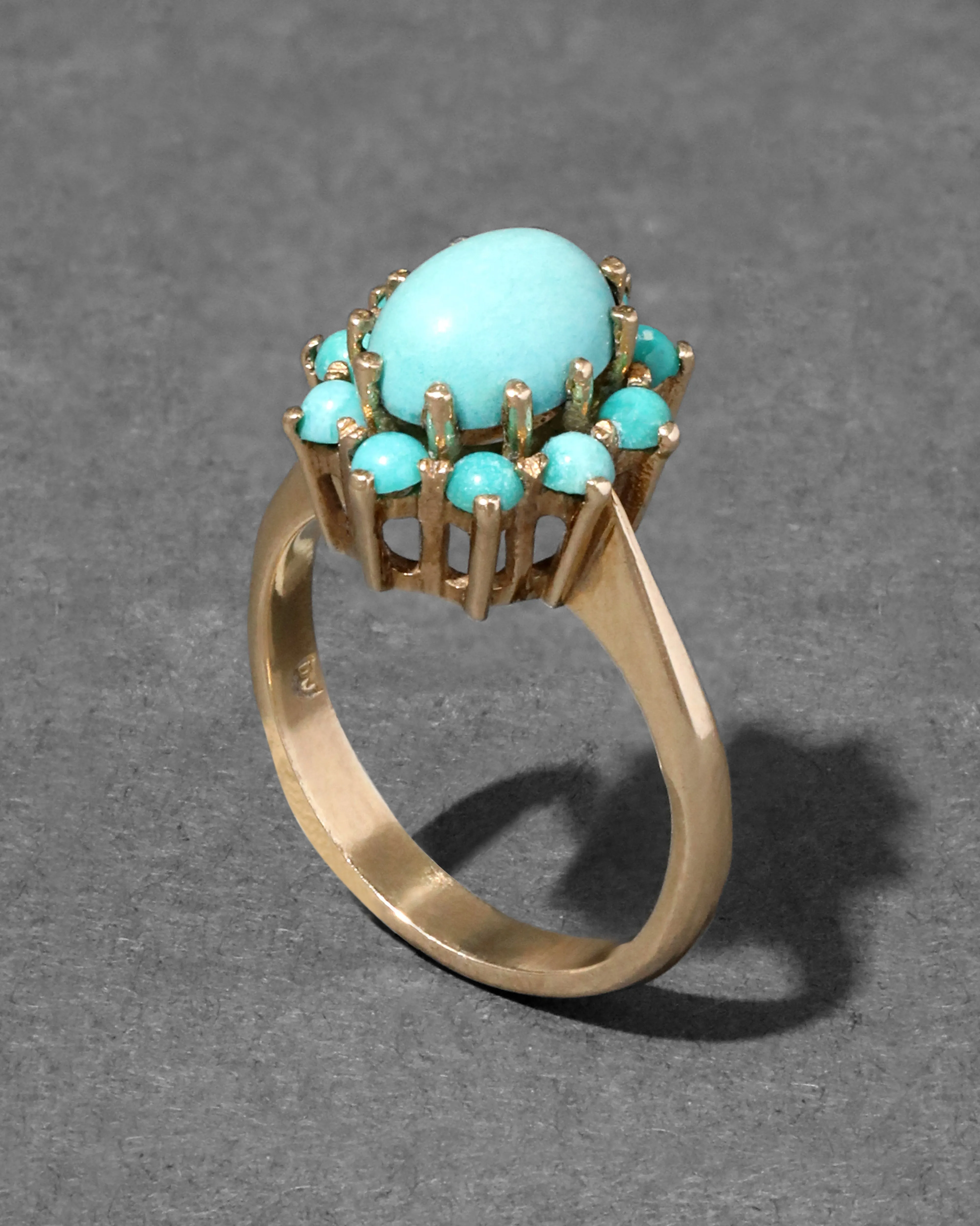 Vintage 1950s 9k Gold Turquoise Halo Ring sold by Alexis Bittar