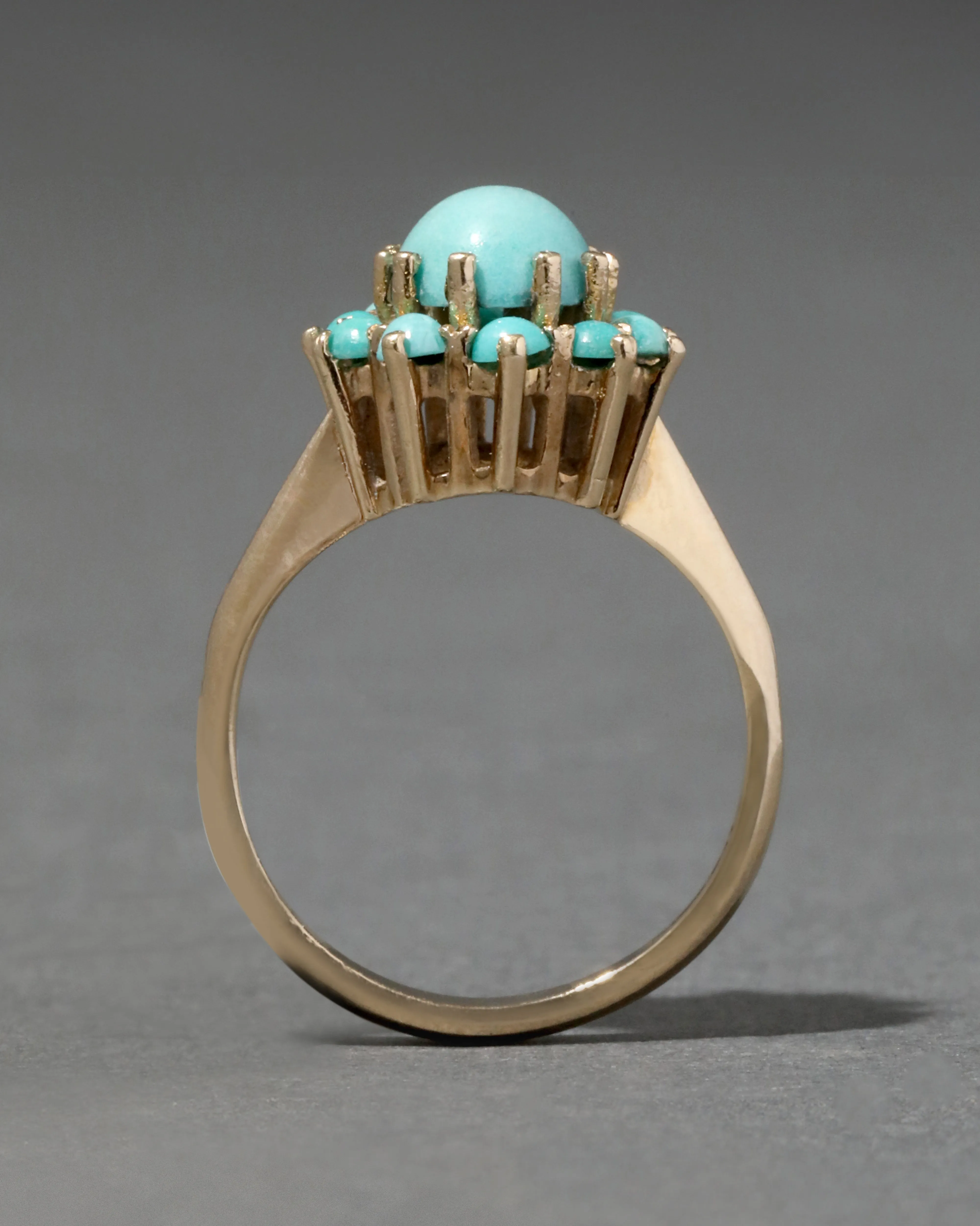 Vintage 1950s 9k Gold Turquoise Halo Ring sold by Alexis Bittar product image thumbnail 3
