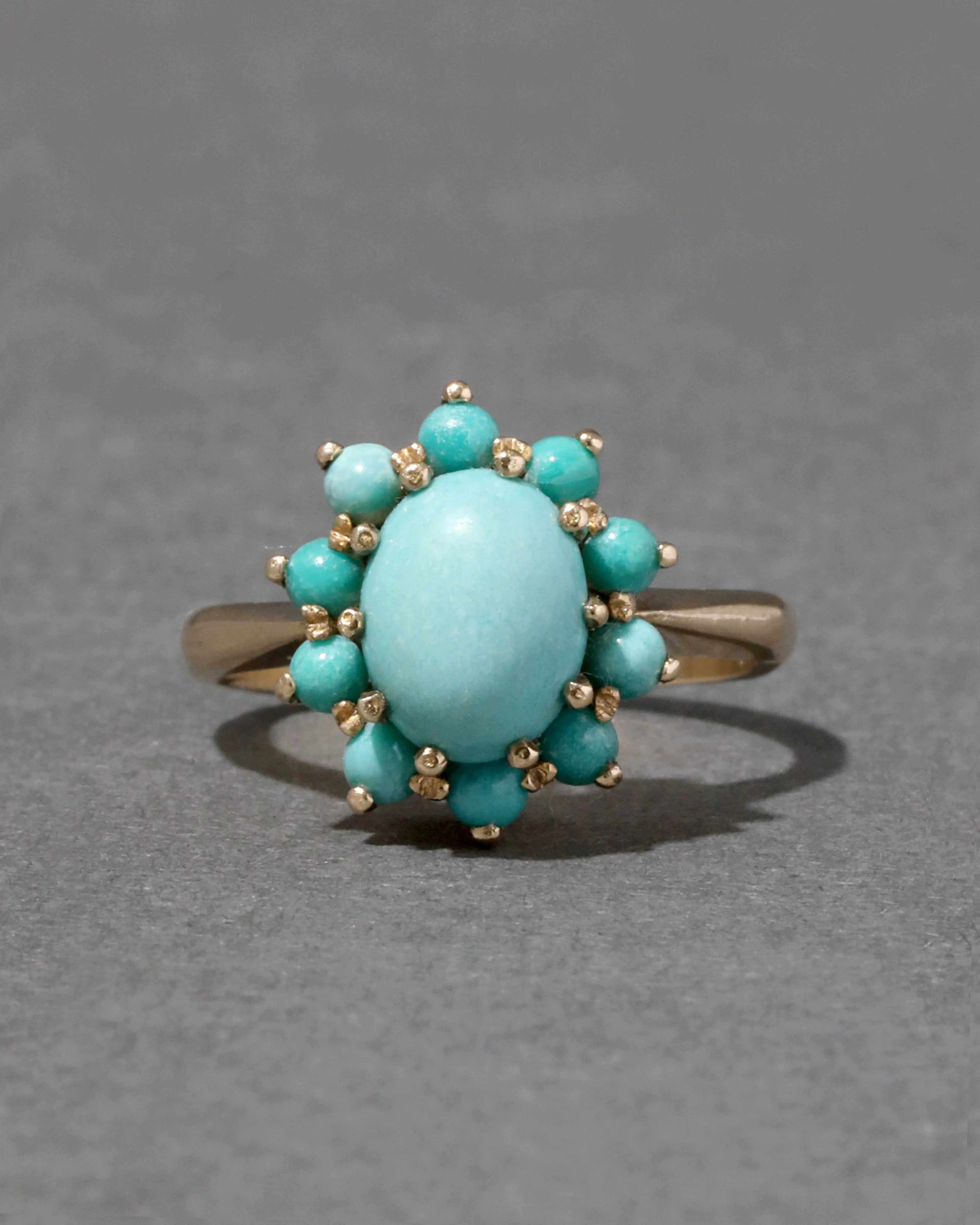 Vintage 1950s 9k Gold Turquoise Halo Ring sold by Alexis Bittar product image thumbnail 2