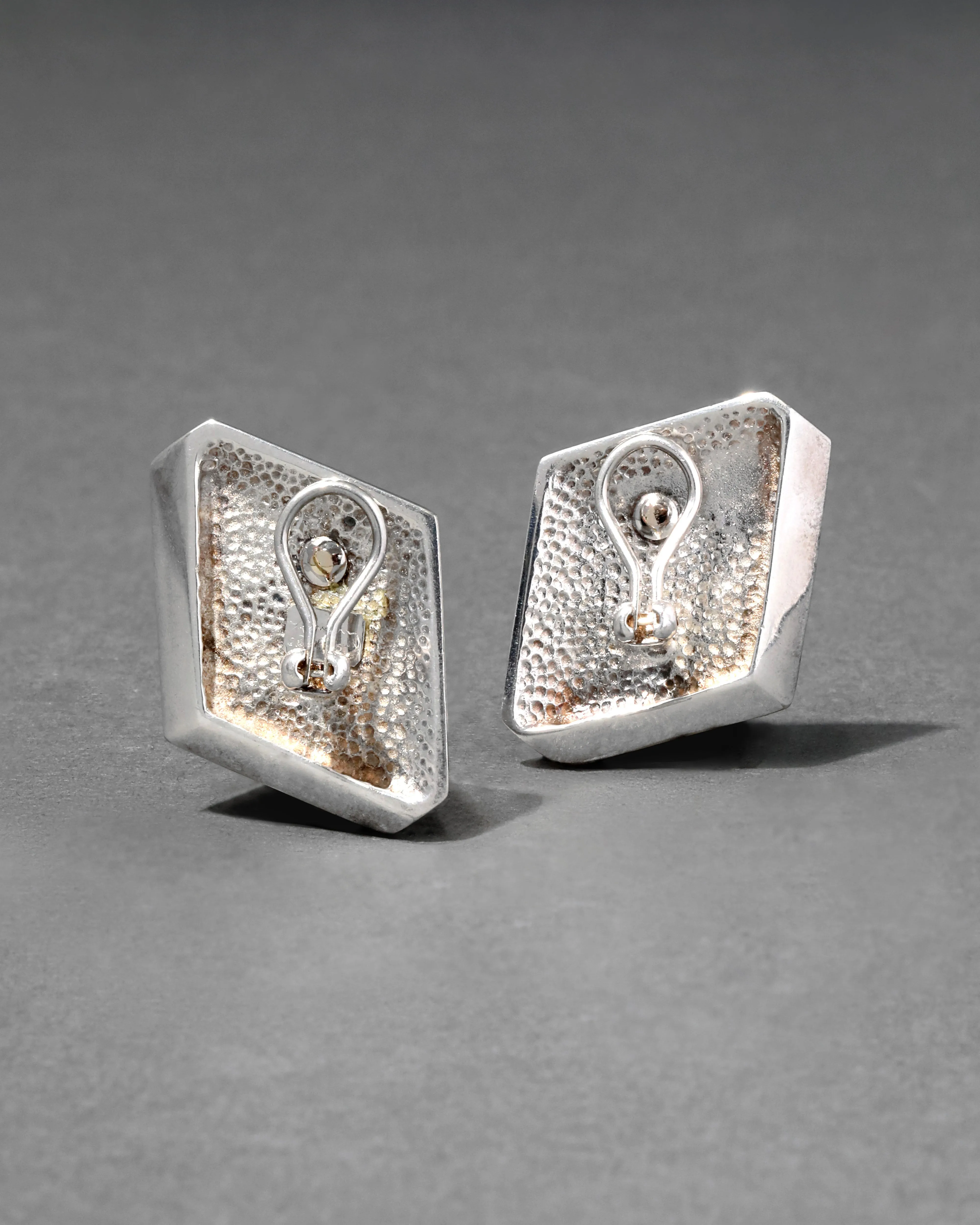 Vintage 1980s Sterling Silver Geometric Enamel Clip Earring sold by Alexis Bittar product image thumbnail 2