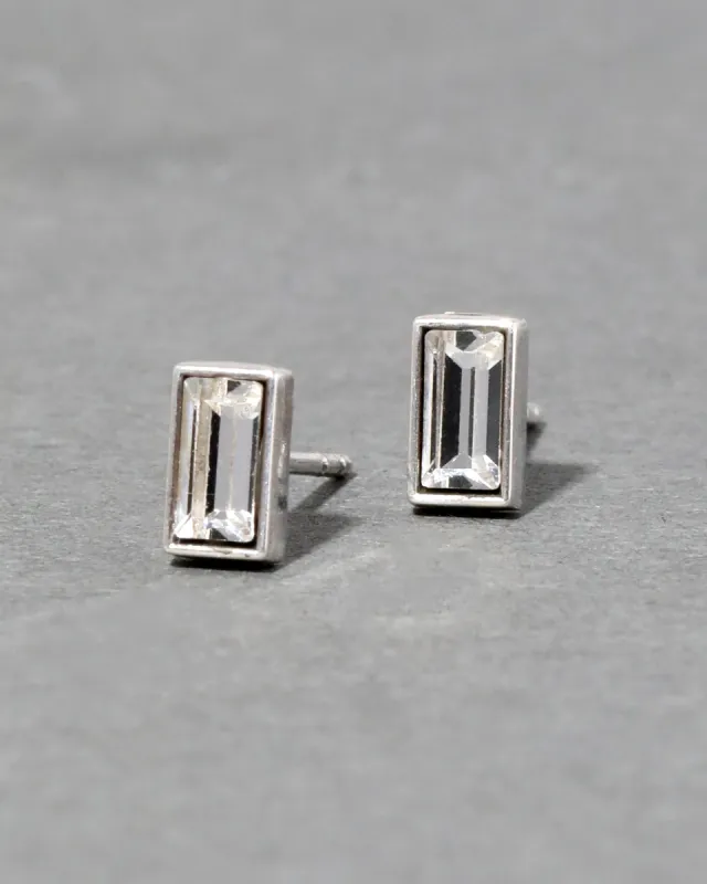 Sterling Silver Cut Luminous Crystal Baguette Post Earring made by Alexis Bittar